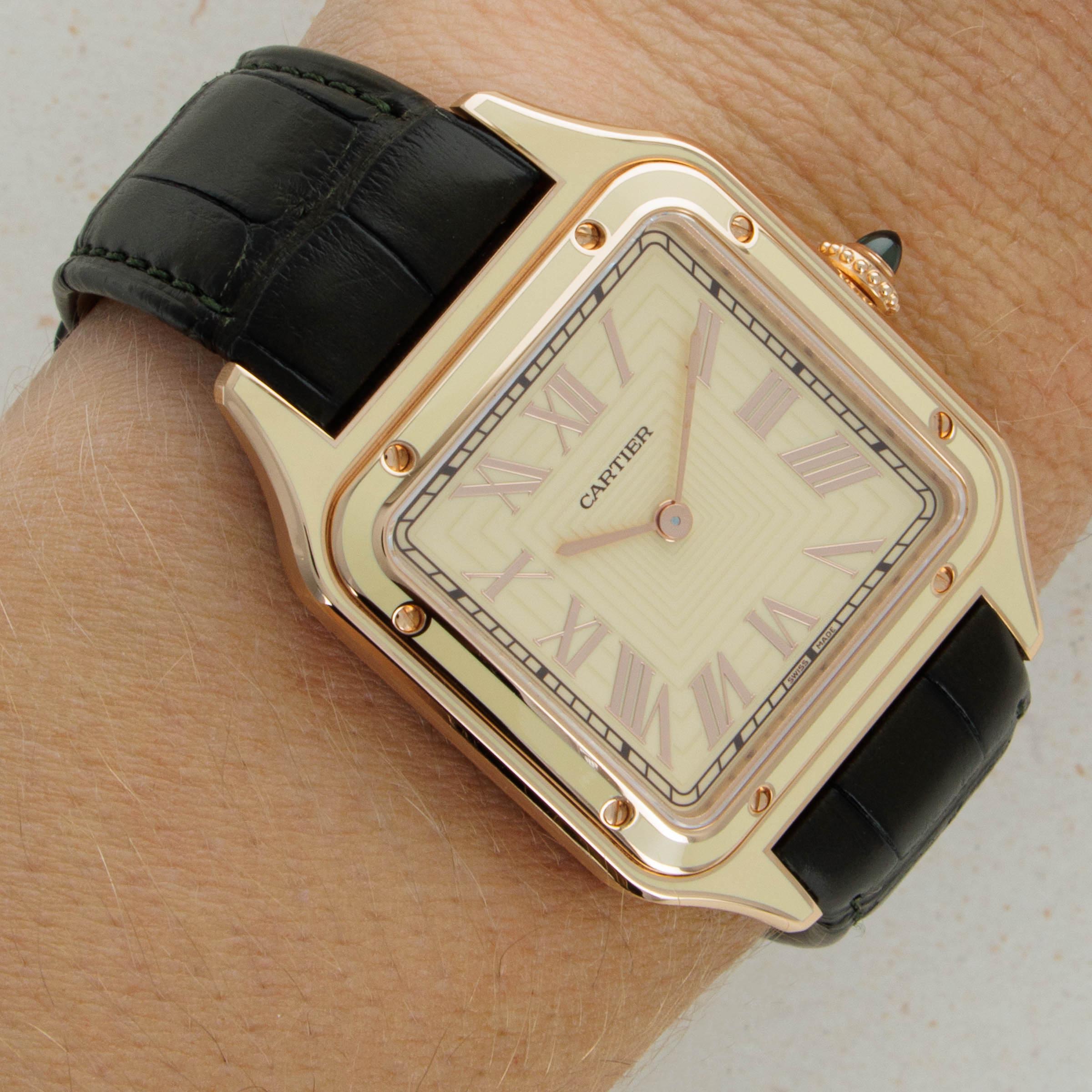 Cartier Santos Dumont Cream Lacquered 18k RG WGSA0054 Auctions