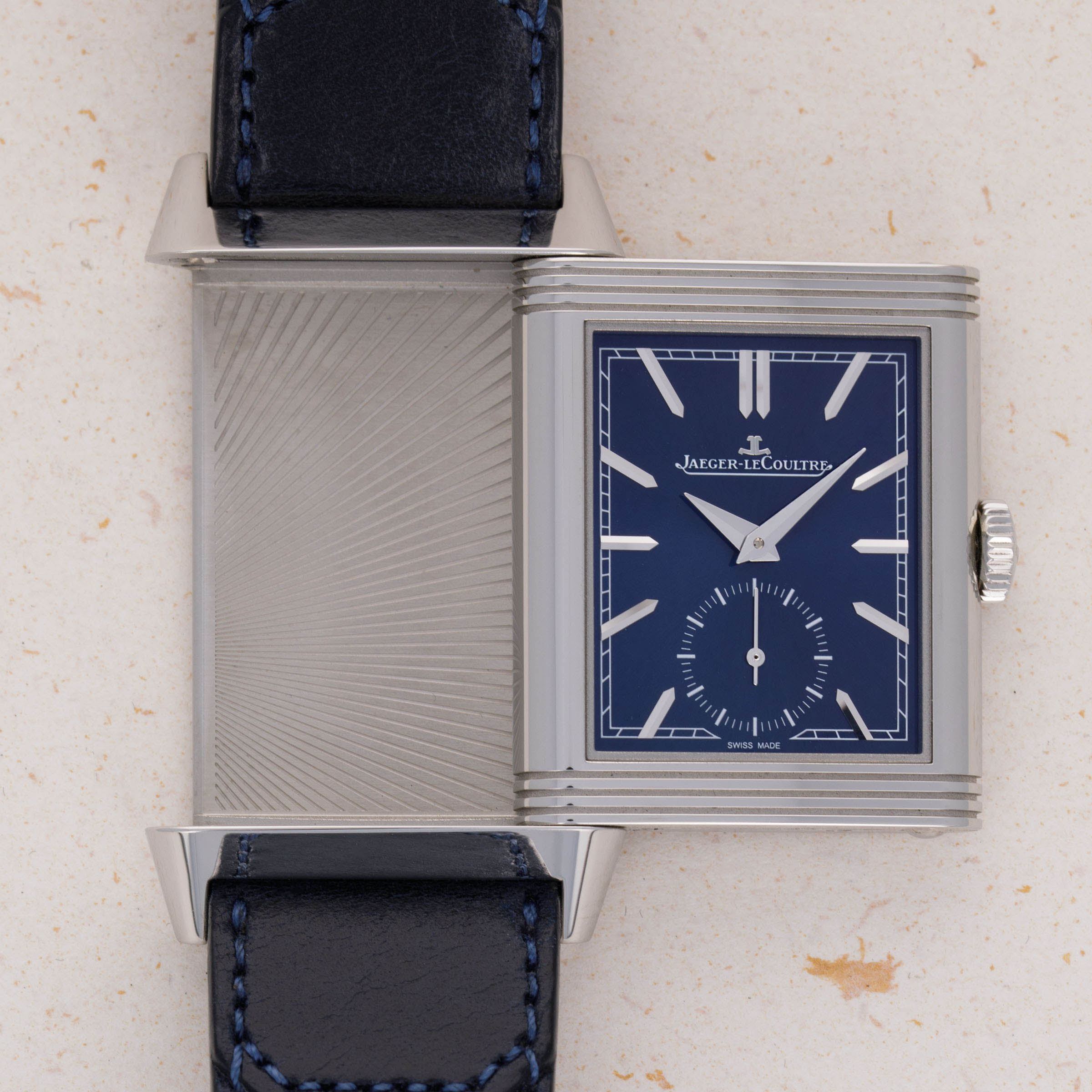 Jaeger LeCoultre Reverso Tribute Small Seconds 214.8.62 Blue Dial
