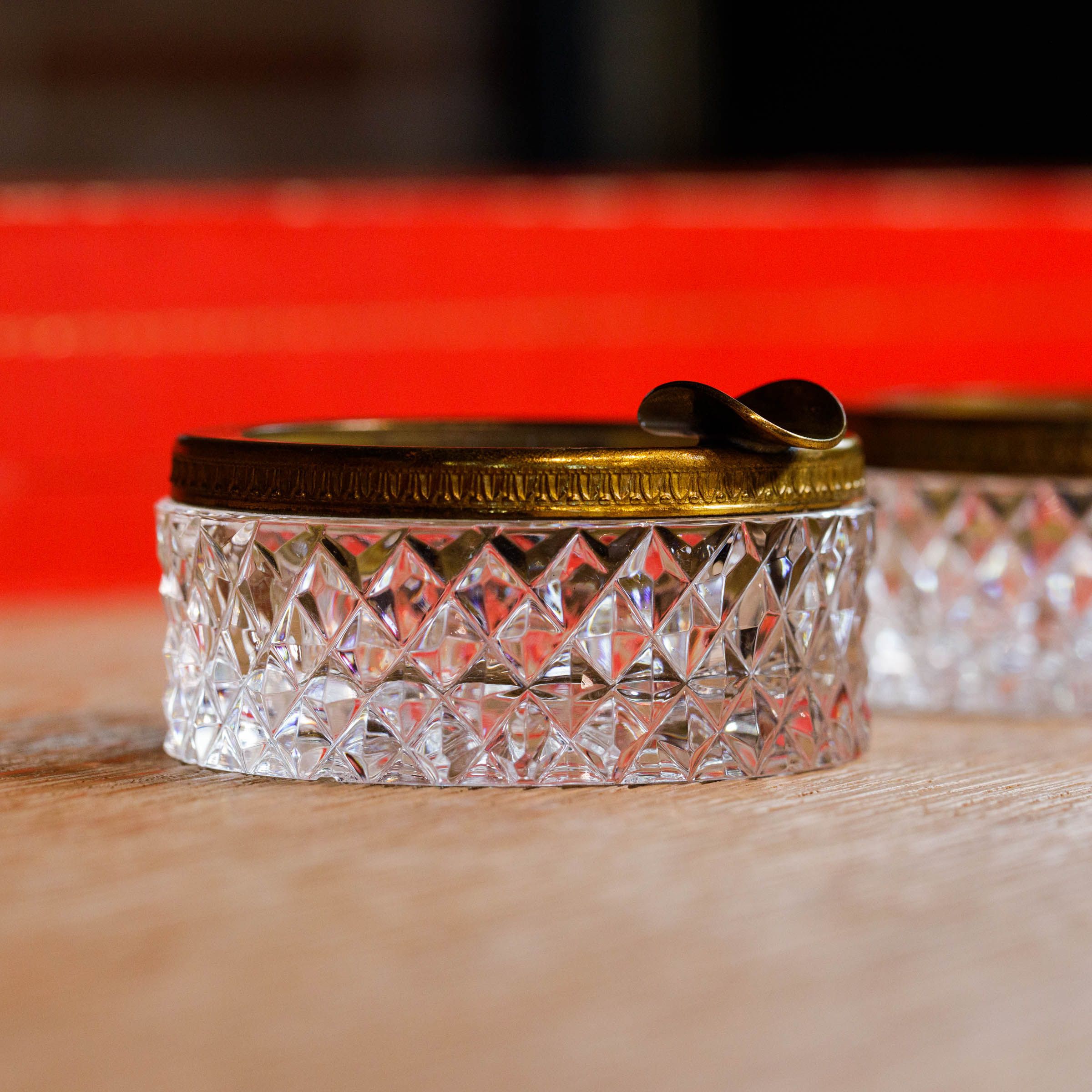 Cartier Crystal Barware NOS Set of 4 Ashtrays, Trinity Ice Bucket