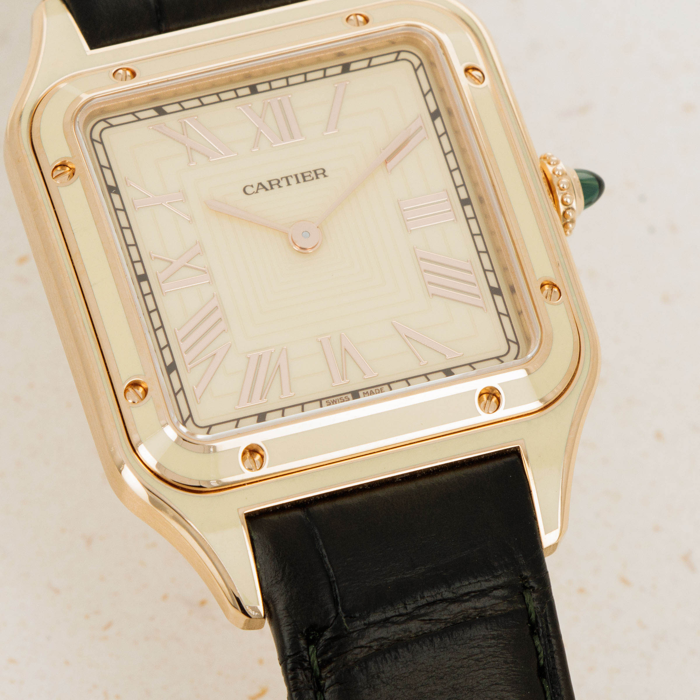 Cartier Santos Dumont Rose Gold Cream Lacquered Case WGSA0054