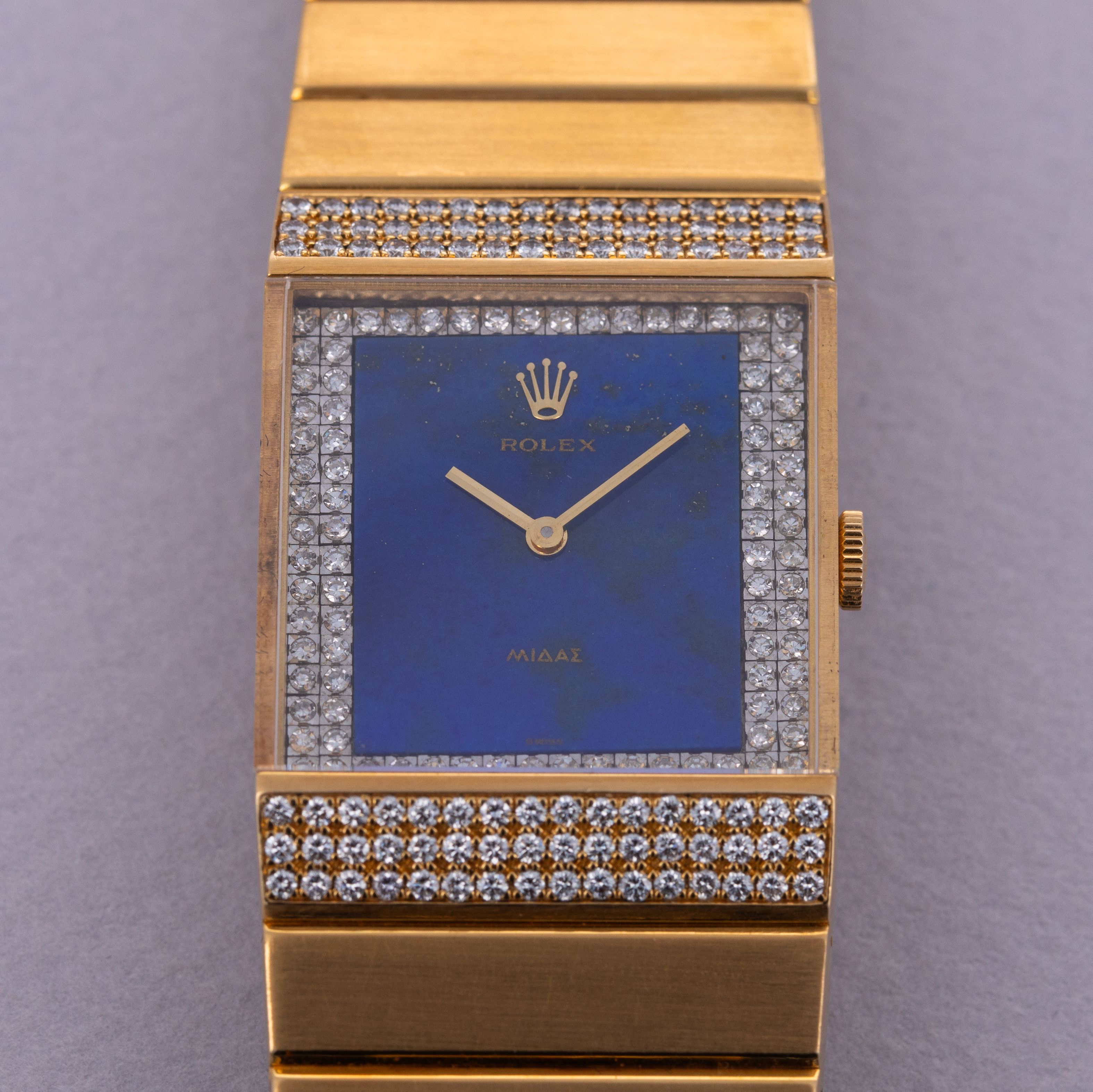 Rolex King Midas 4611 Diamond Lapis Lazuli Dial 18k YG | Auctions