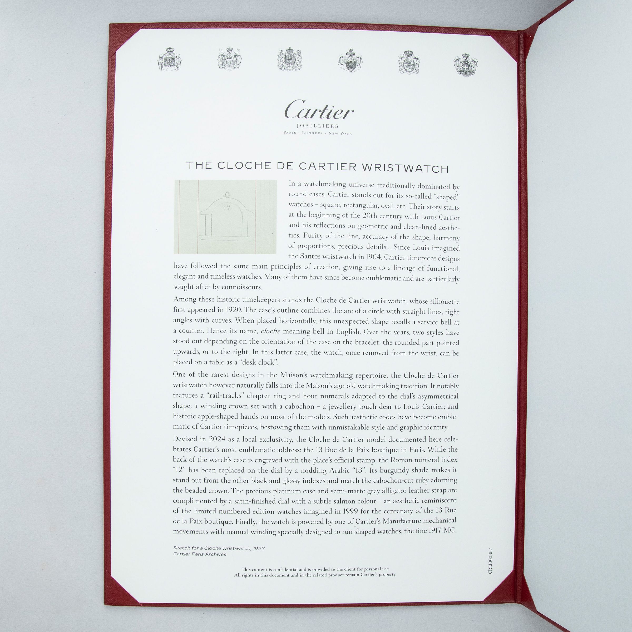 Cartier Cloche WHCC0009 13 Rue de la Paix Salmon Dial LE Platinum
