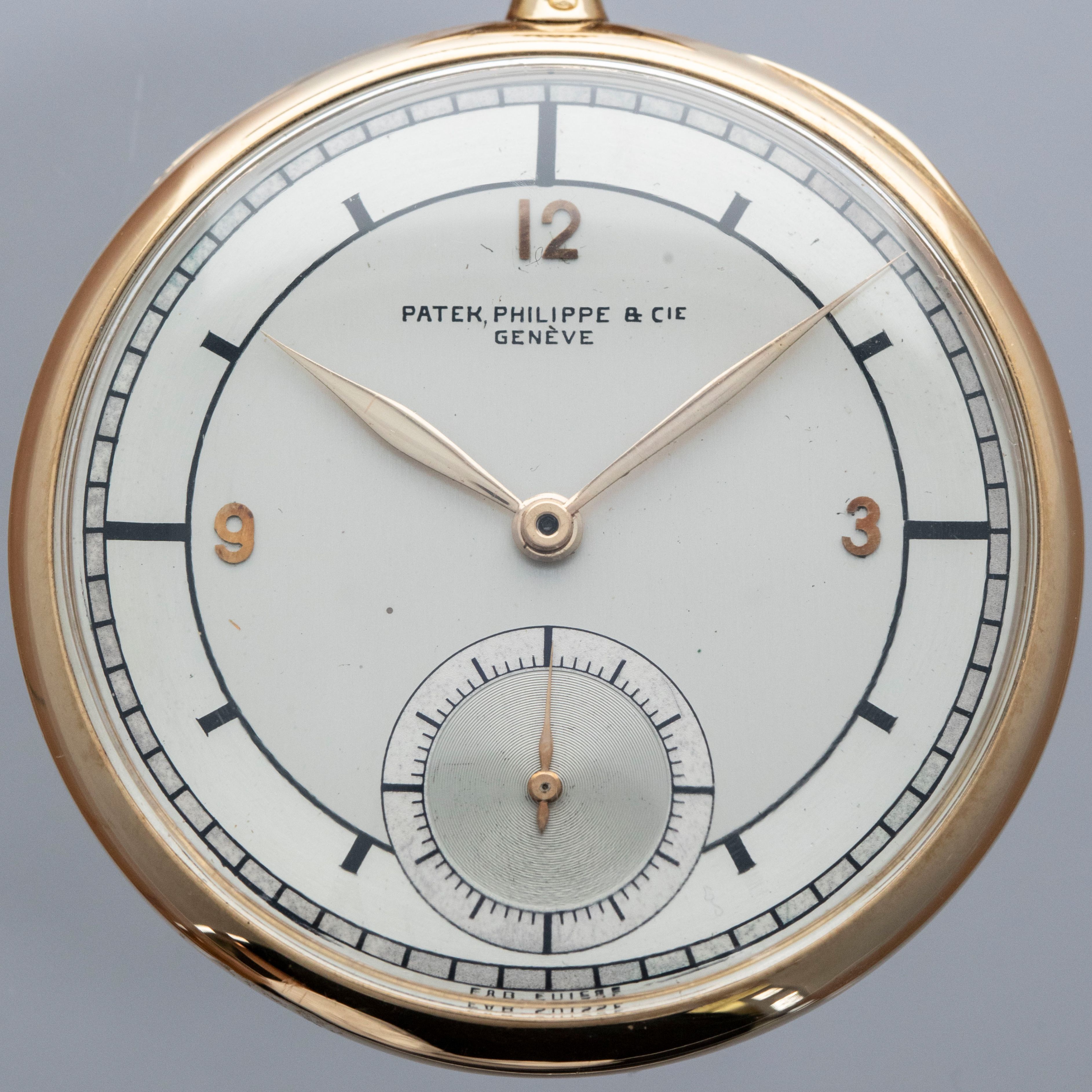 Patek Philippe Sector Dial Pocket Watch 18k YG with Original Box