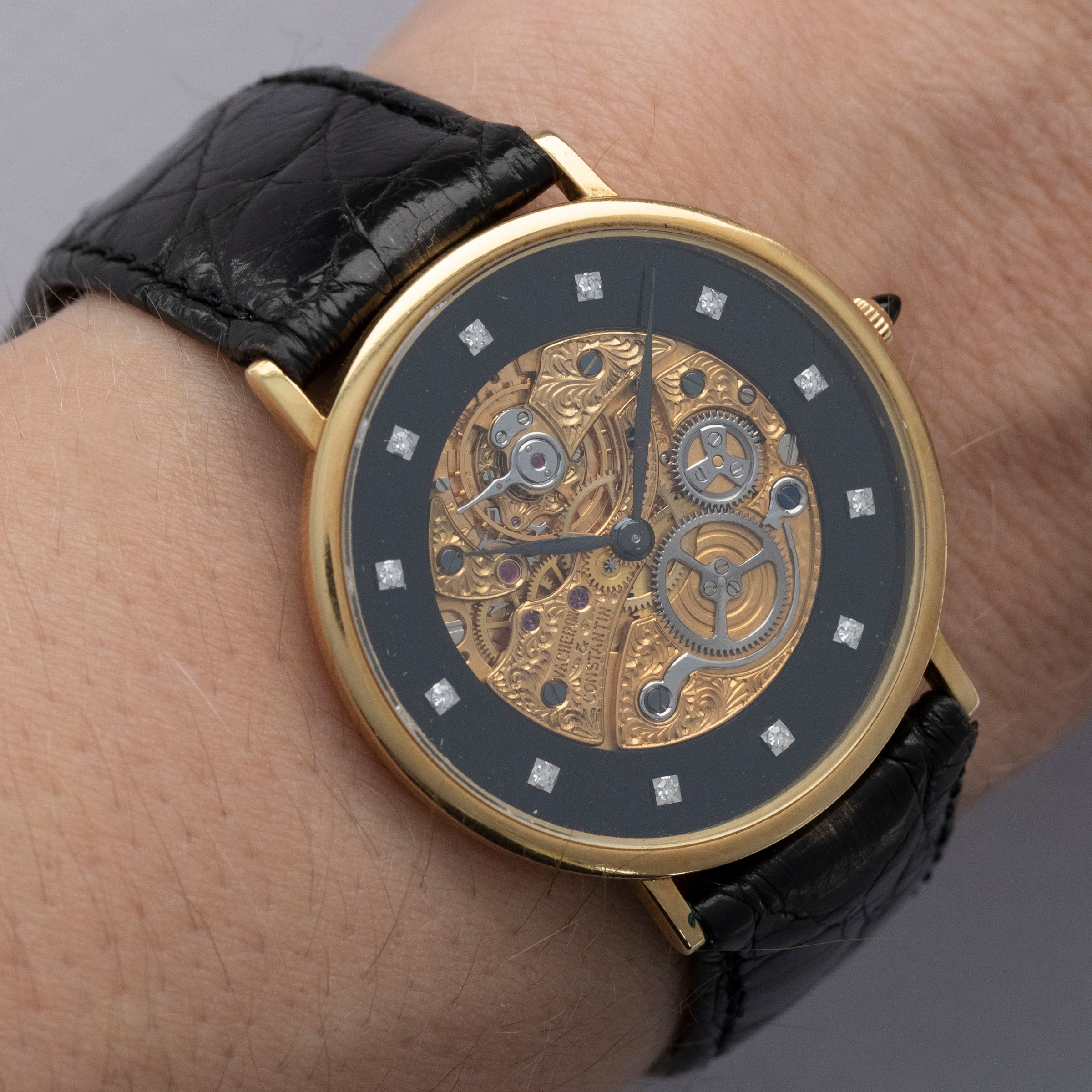 Vacheron Constantin Patrimony Skeletonized Onyx Diamond Dial 18k