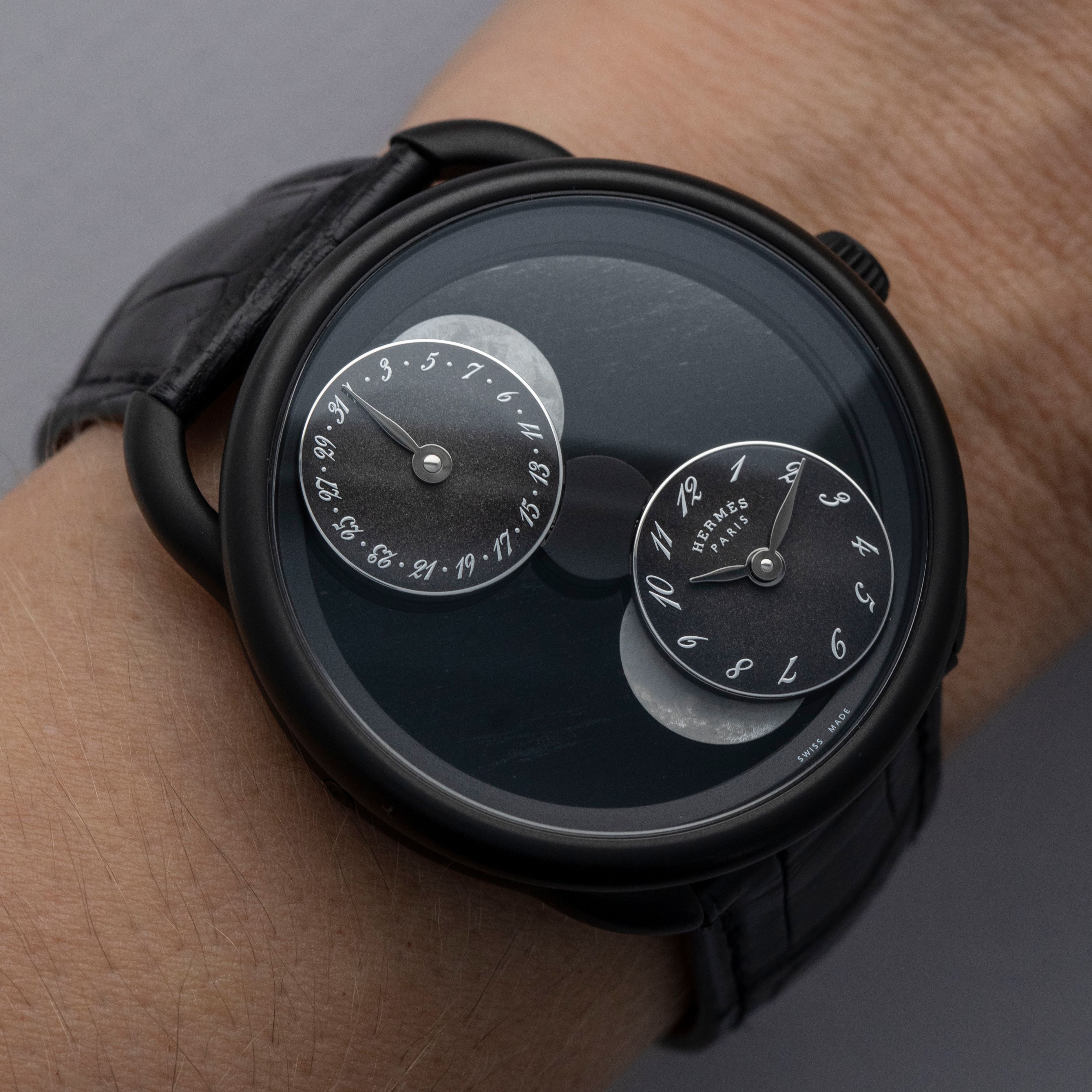 Hermes Arceau L'heure de la Lune W057134WW00 Black Jade Dial PVD