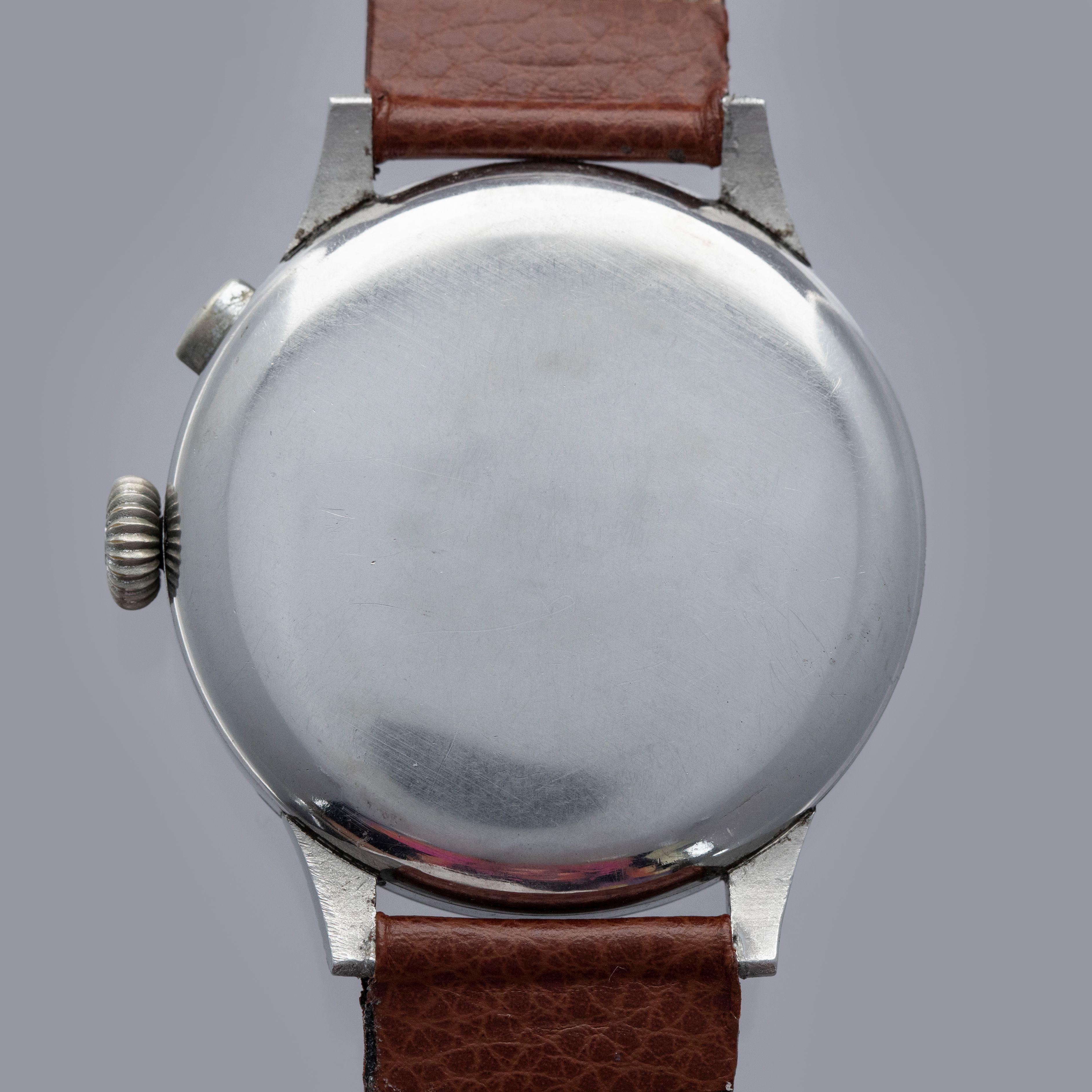 Minerva Oversized Black Radium Gilt Dial Monopusher Chronograph