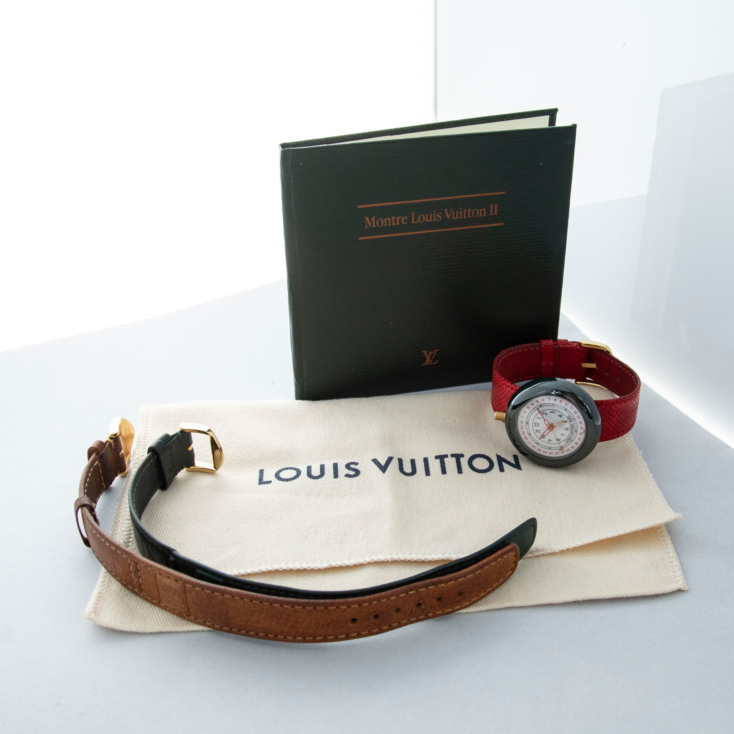 LOUIS VUITTON MONTEREY II QUARTZ ALARM GREEN CERAMIC | Auctions