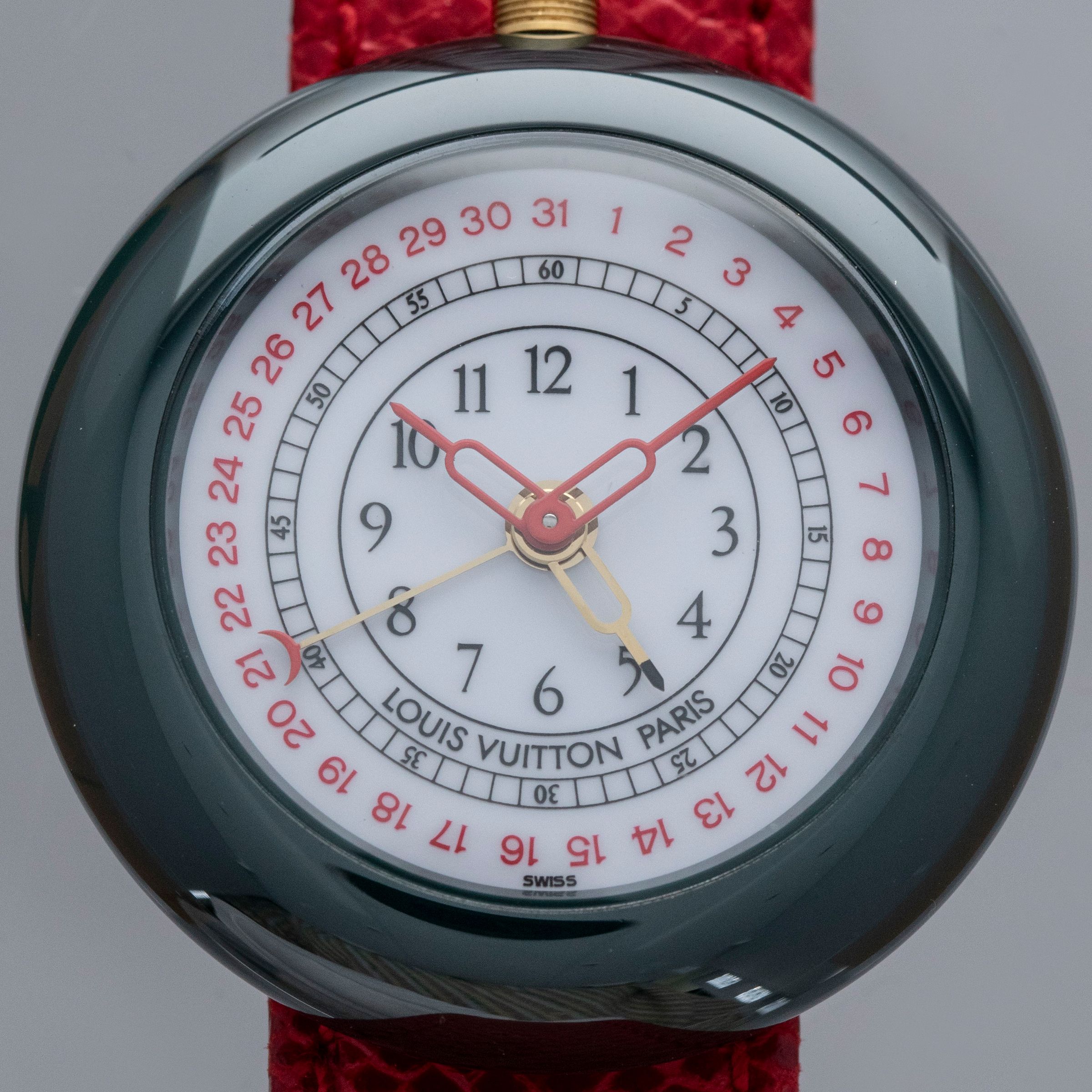 LOUIS VUITTON MONTEREY II QUARTZ ALARM GREEN CERAMIC | Auctions