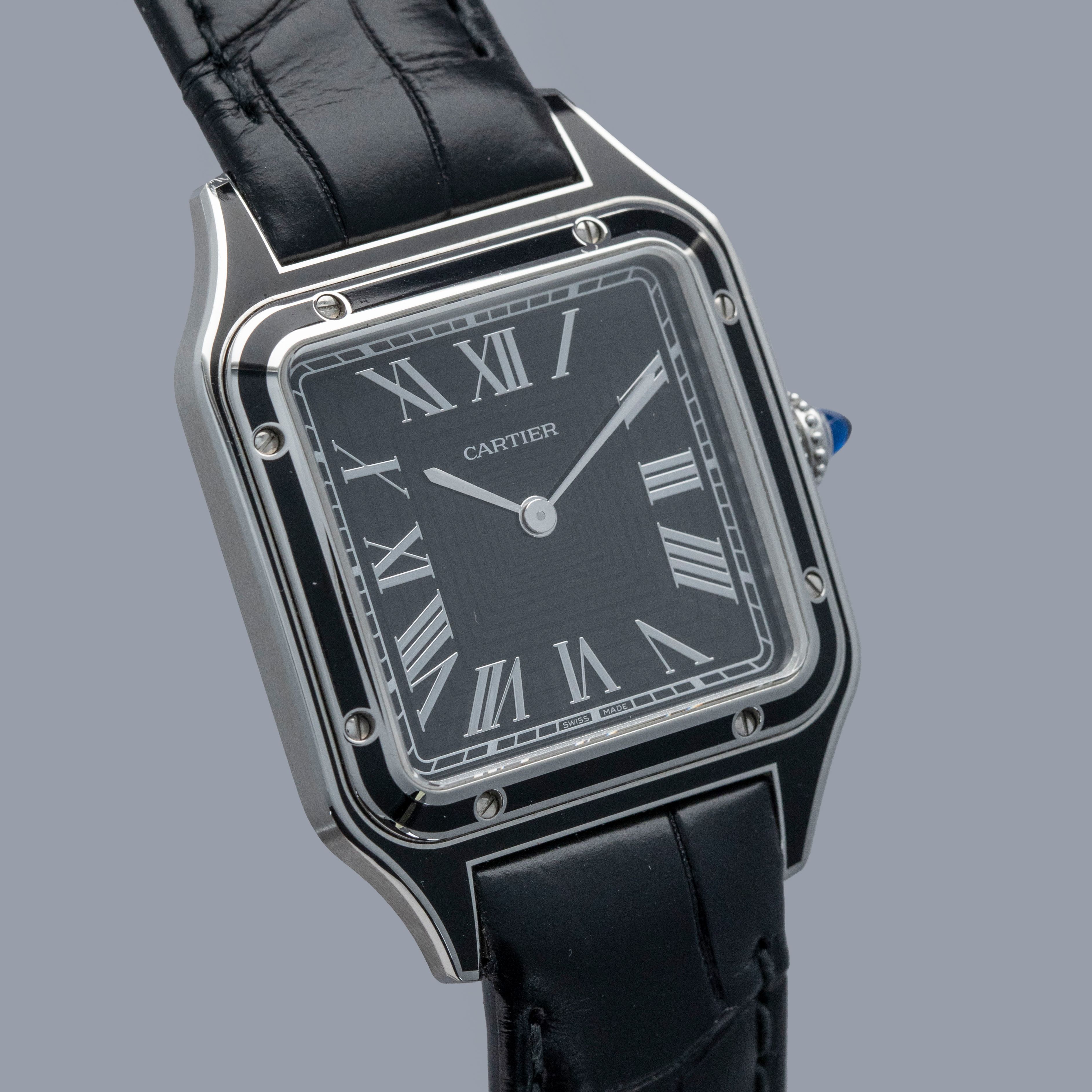 CARTIER SANTOS DUMONT BLACK LACQUERED STEEL CASE WSSA0046