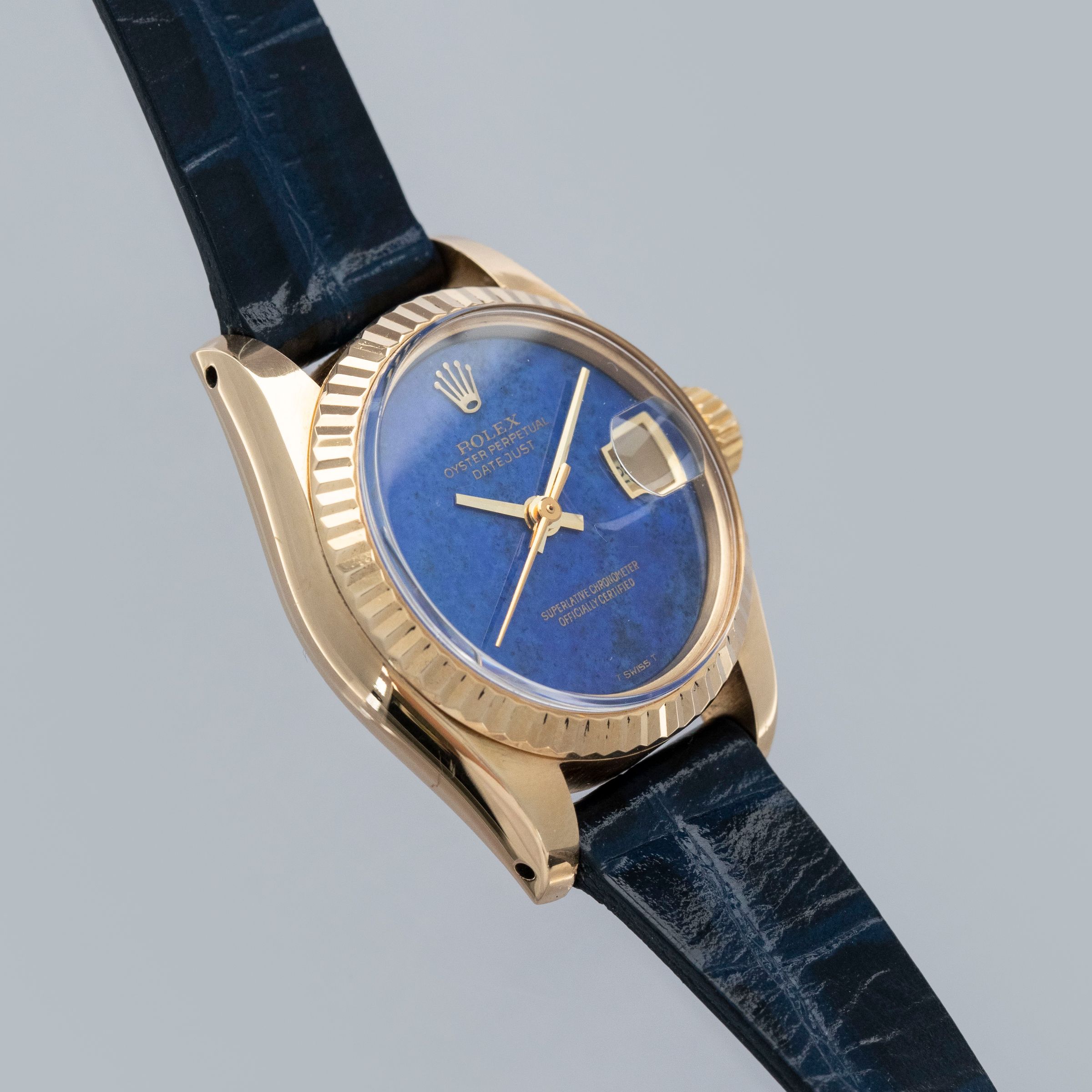 Rolex Lady Datejust 6917 Lapis Lazuli Stone Dial 18k YG | Auctions