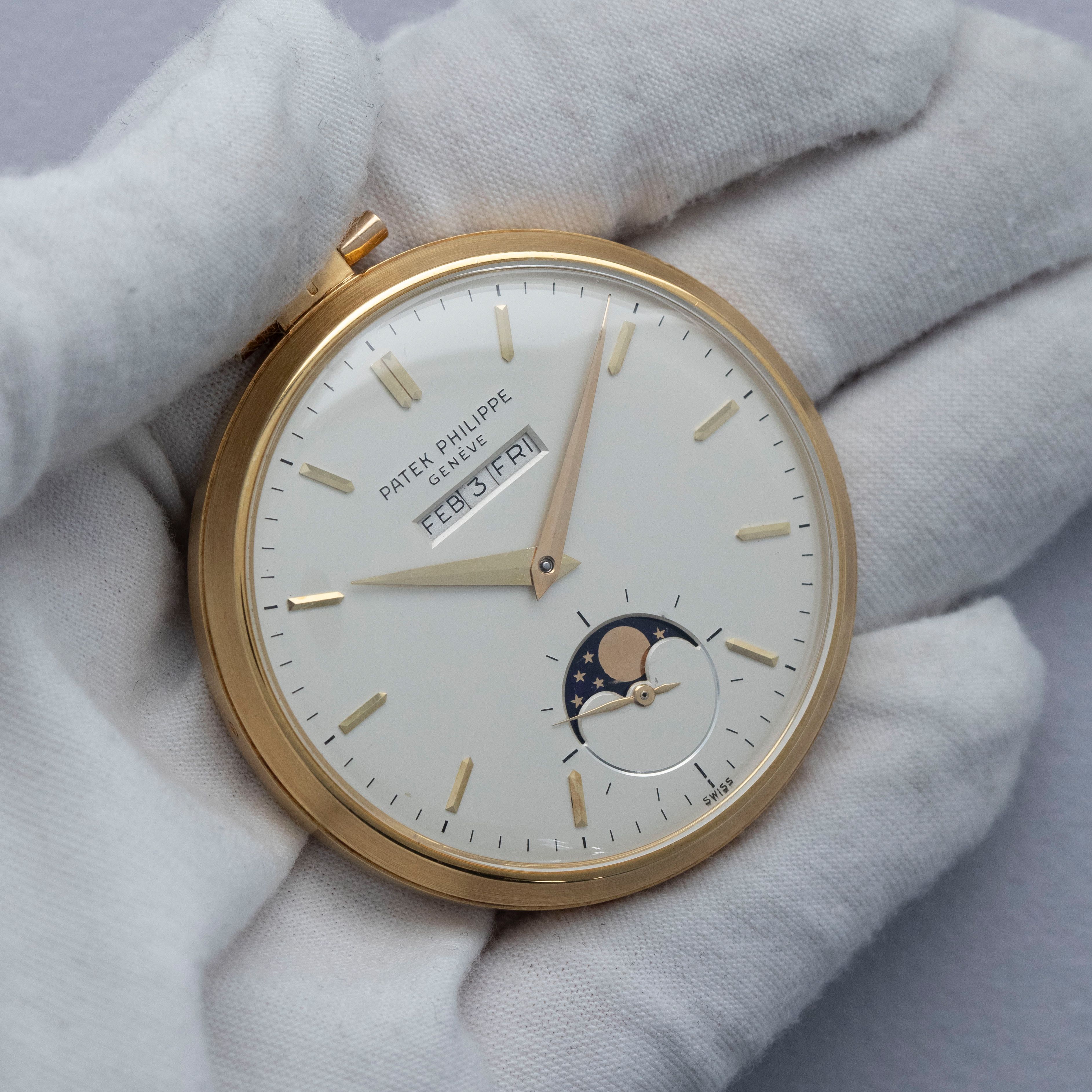 Patek Philippe ルーペ 、グローブ 、時計ふきセット Patek Philippe In-Line Perpetual Calendar Pocket Watch 725/2J 18K