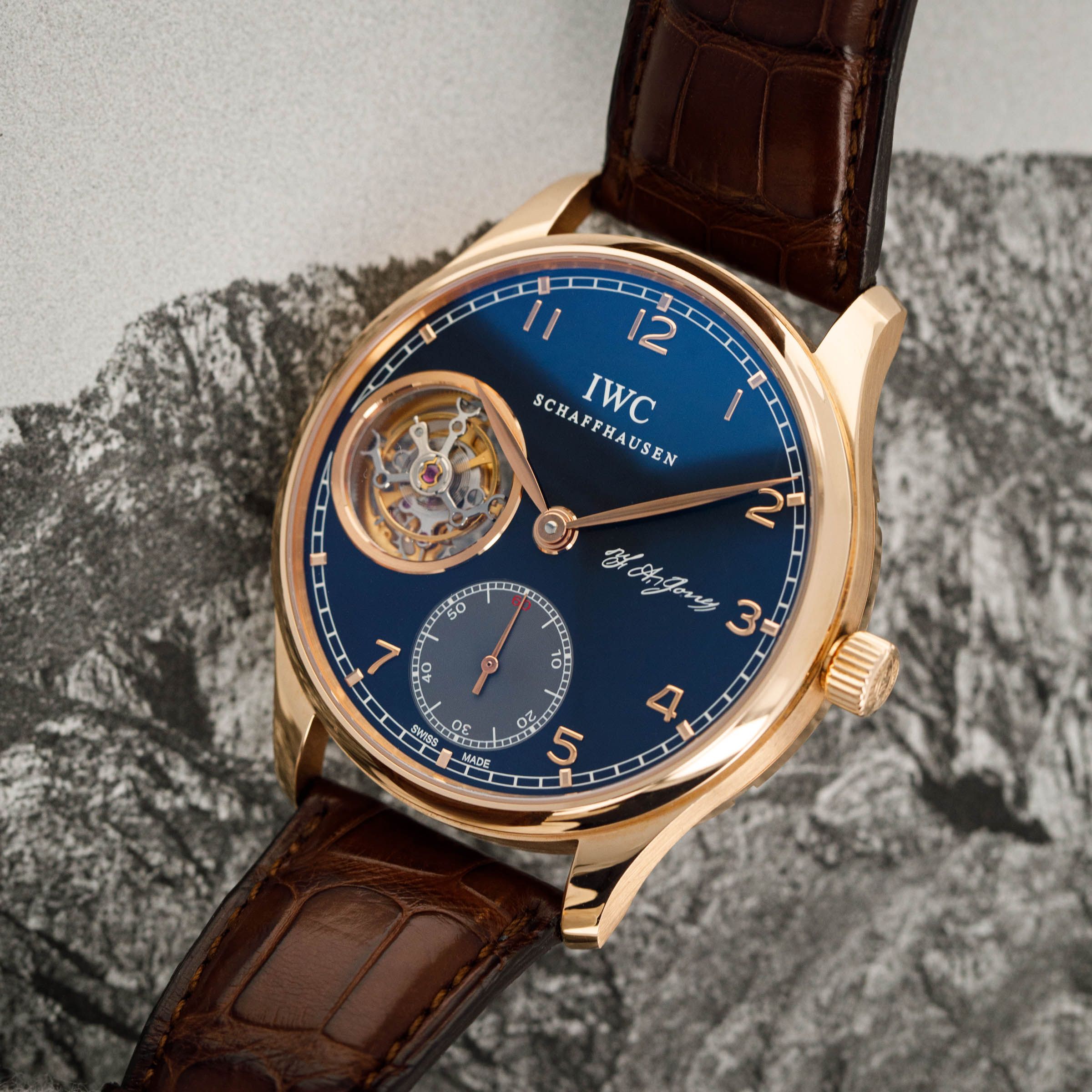 IWC Portuguese FA Jones Tourbillon IW544705 Black Dial 18k RG