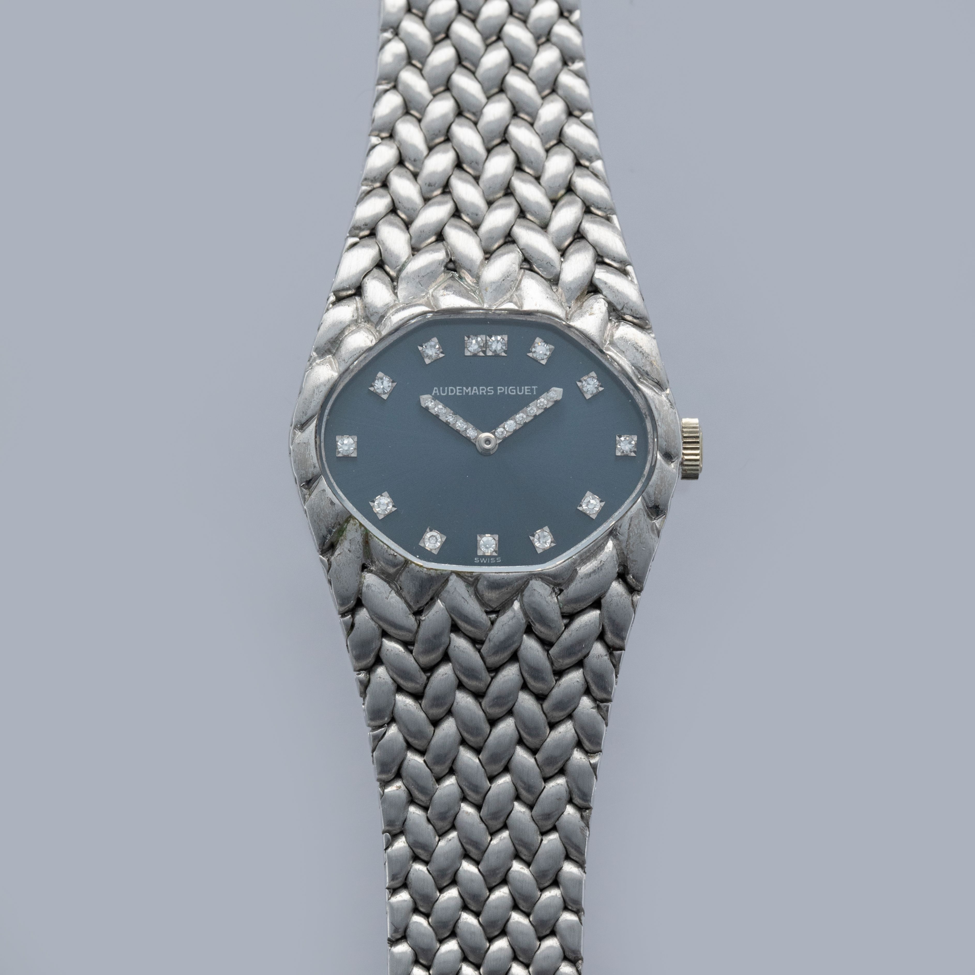Audemars Piguet Cobra Ladies Blue Diamond Dial and Hands Woven Bracelet ...