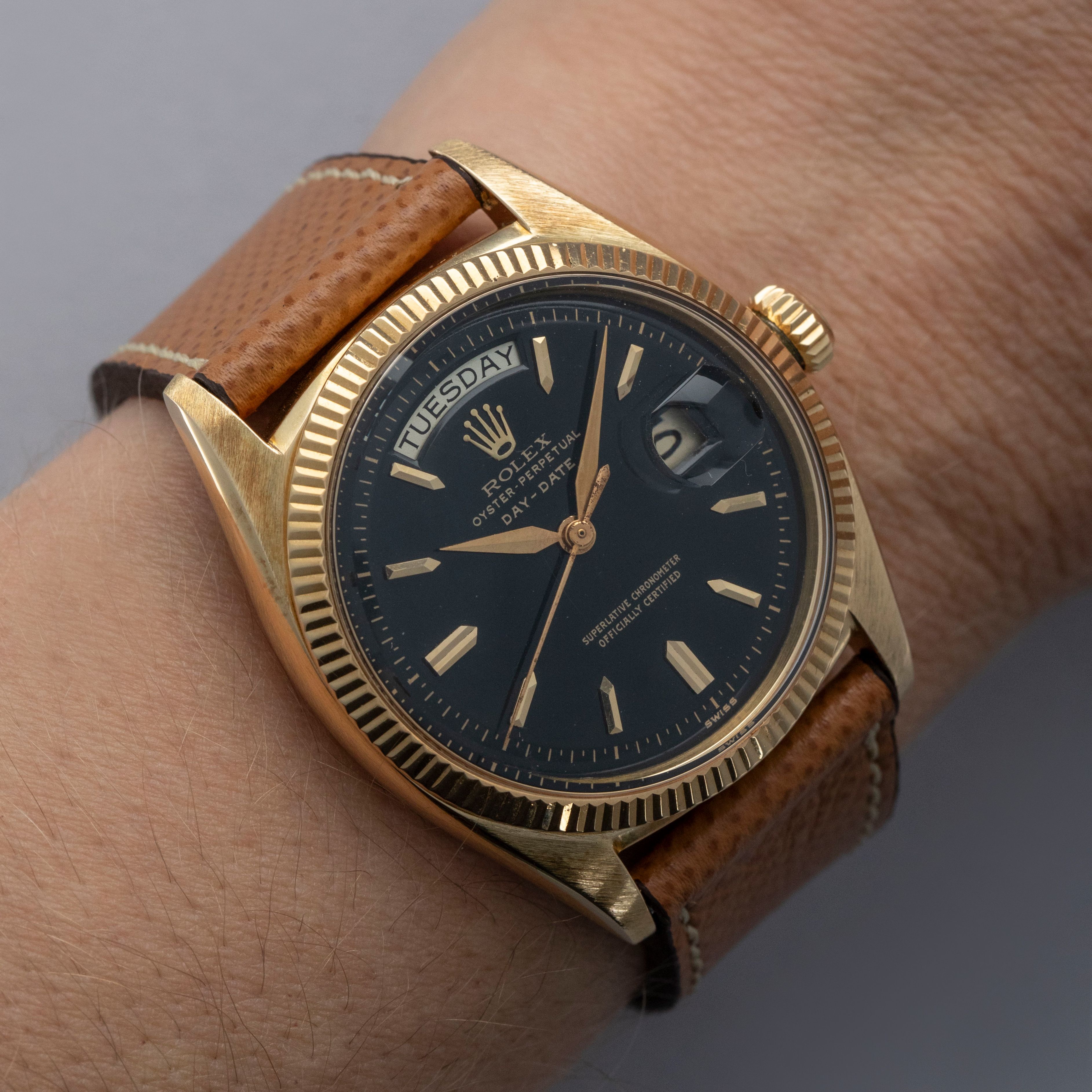 Rolex Day-Date 6611B Black Gilt Dial | Auctions | Loupe This