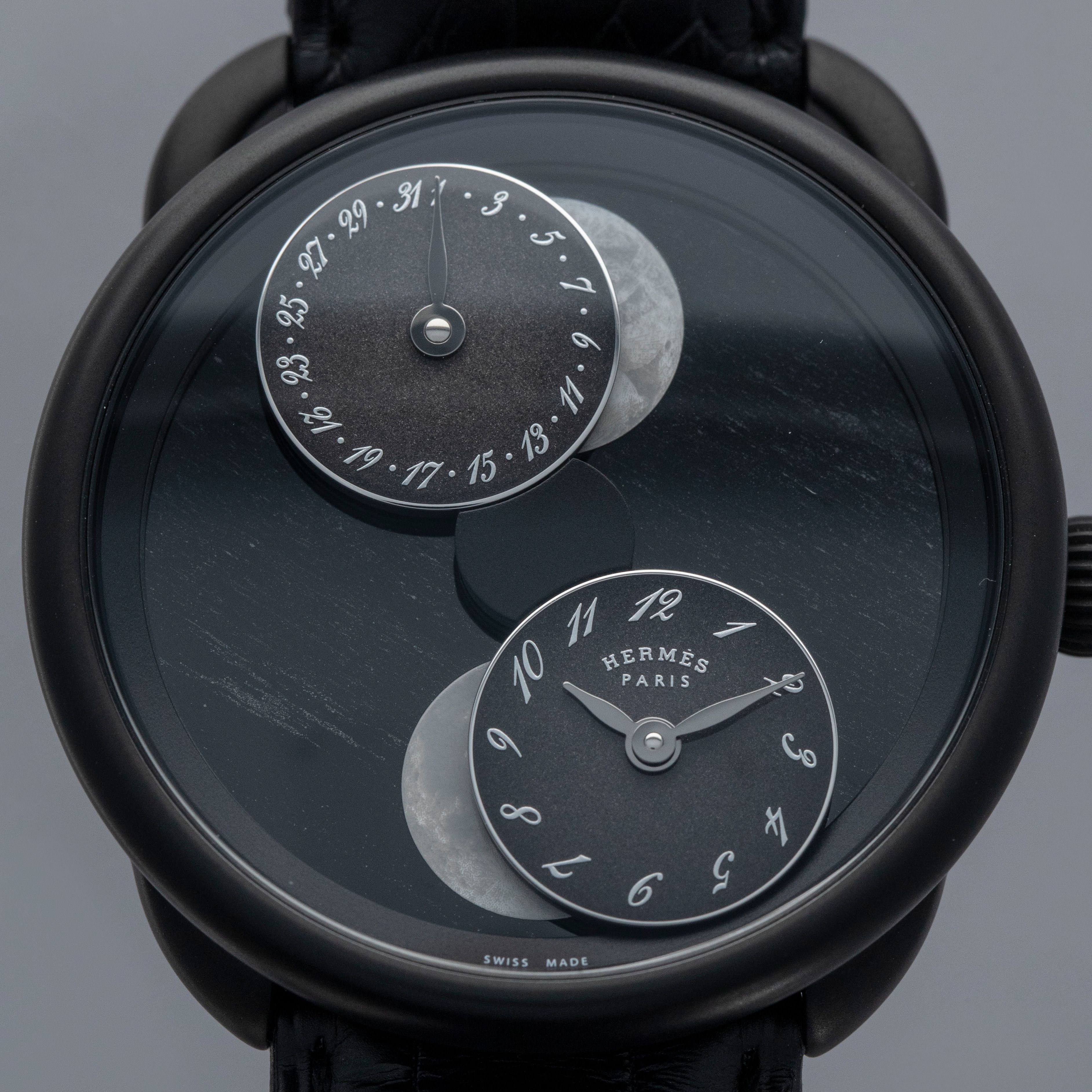 Hermes Arceau L'heure de la Lune W057134WW00 Black Jade Dial PVD