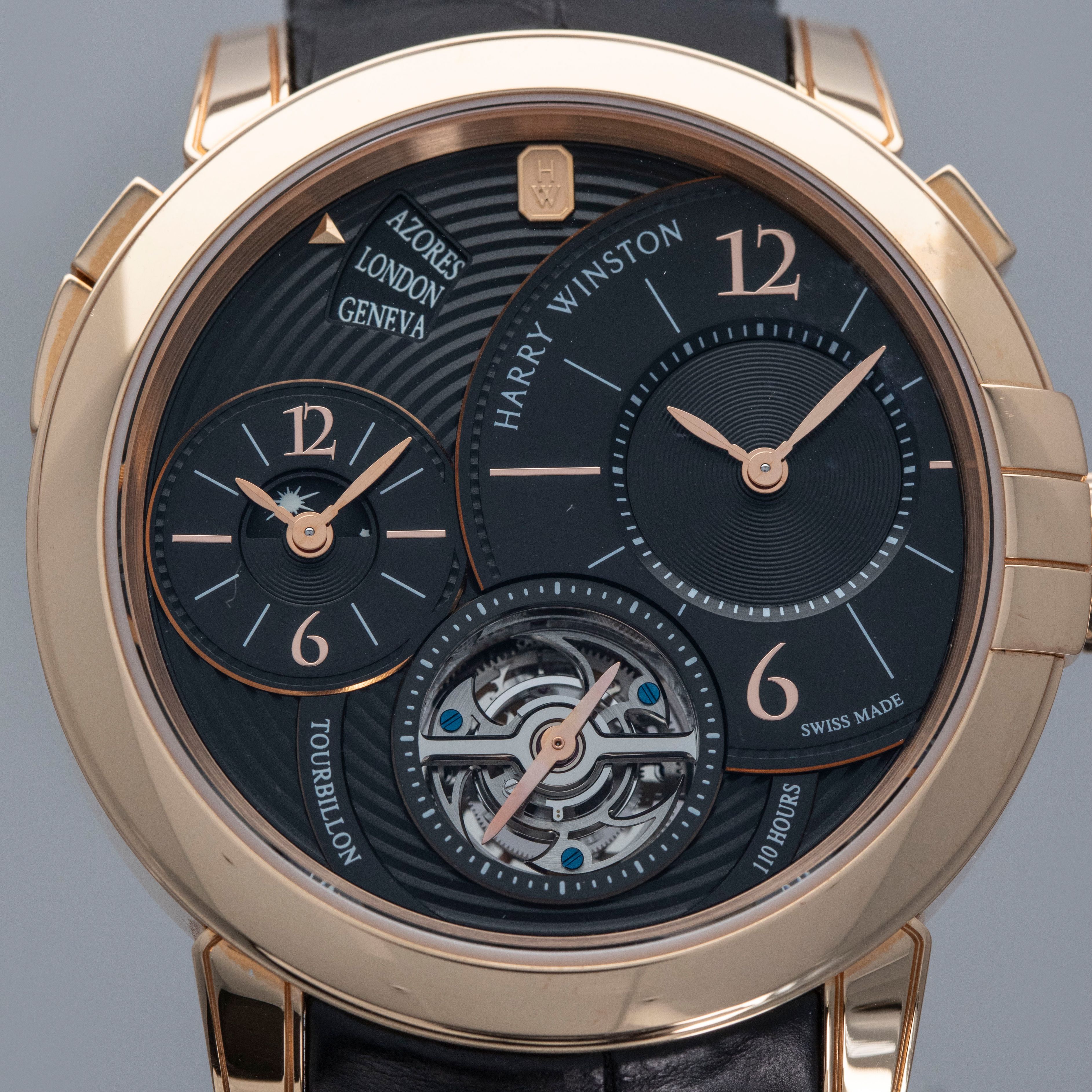 Harry Winston Midnight GMT Tourbillon 450/MATTZ45R Black Dial 18k