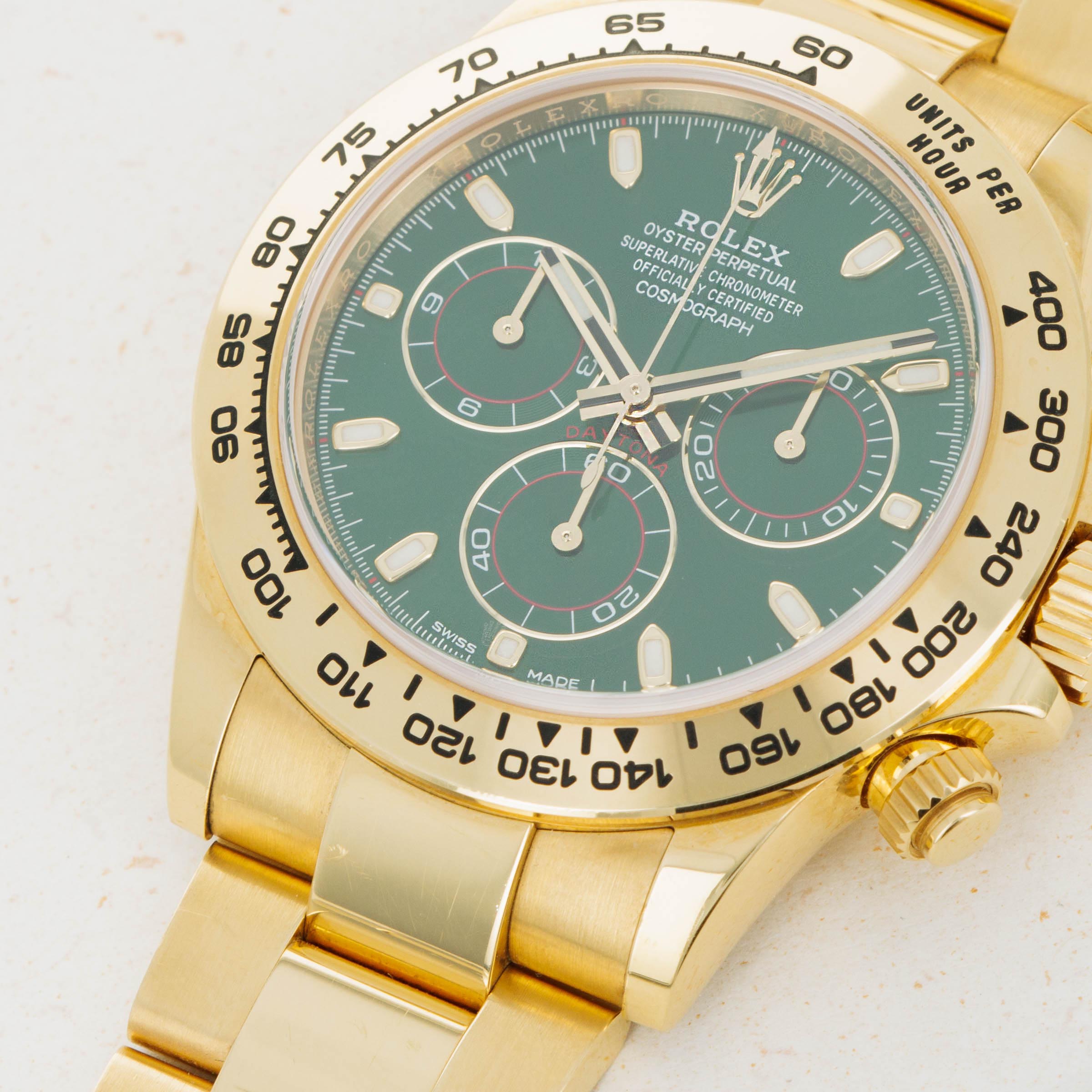 Rolex Daytona 116508 Green Dial 18k Yellow Gold | Auctions | Loupe