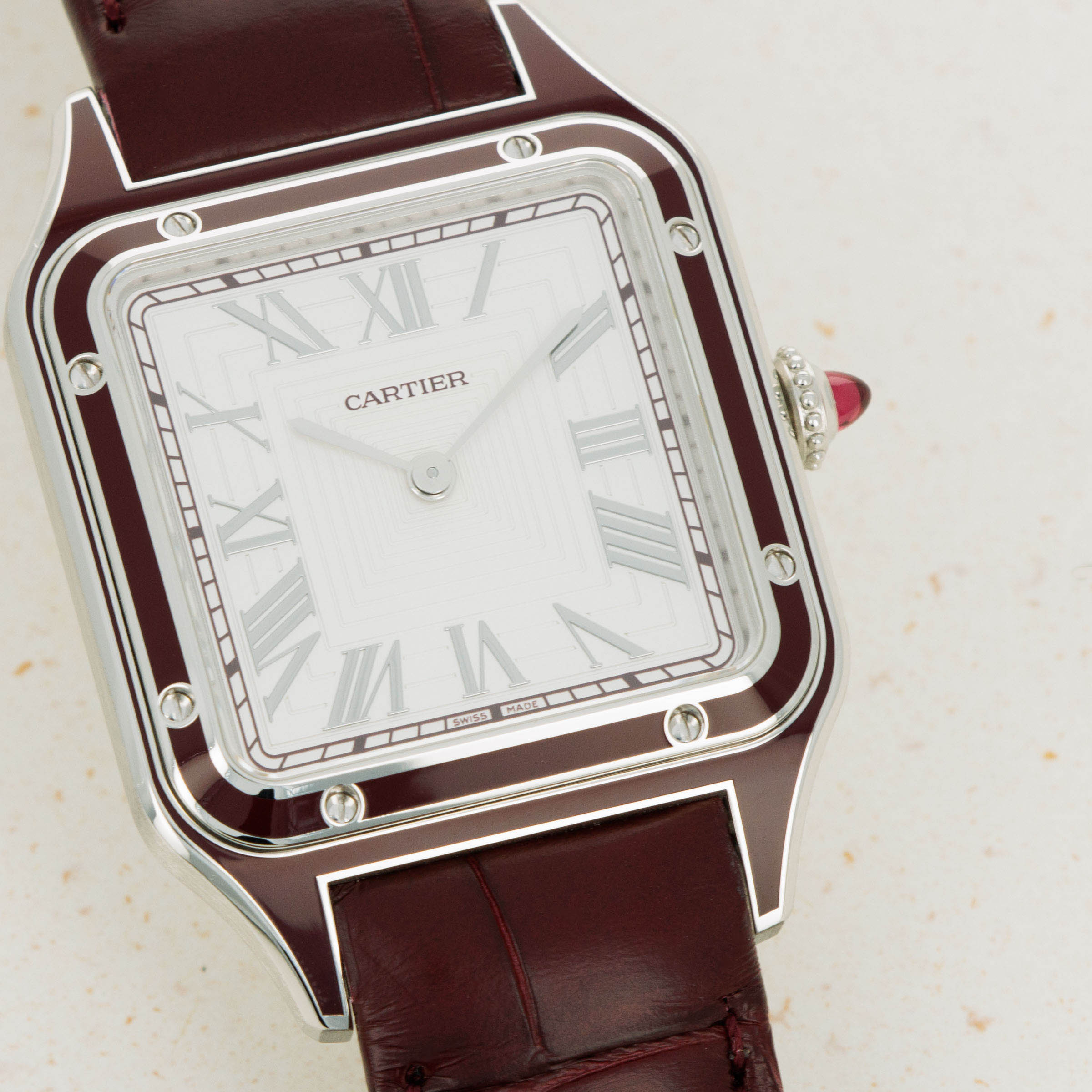 Cartier Santos Dumont Limited Edition Platinum and Burgundy