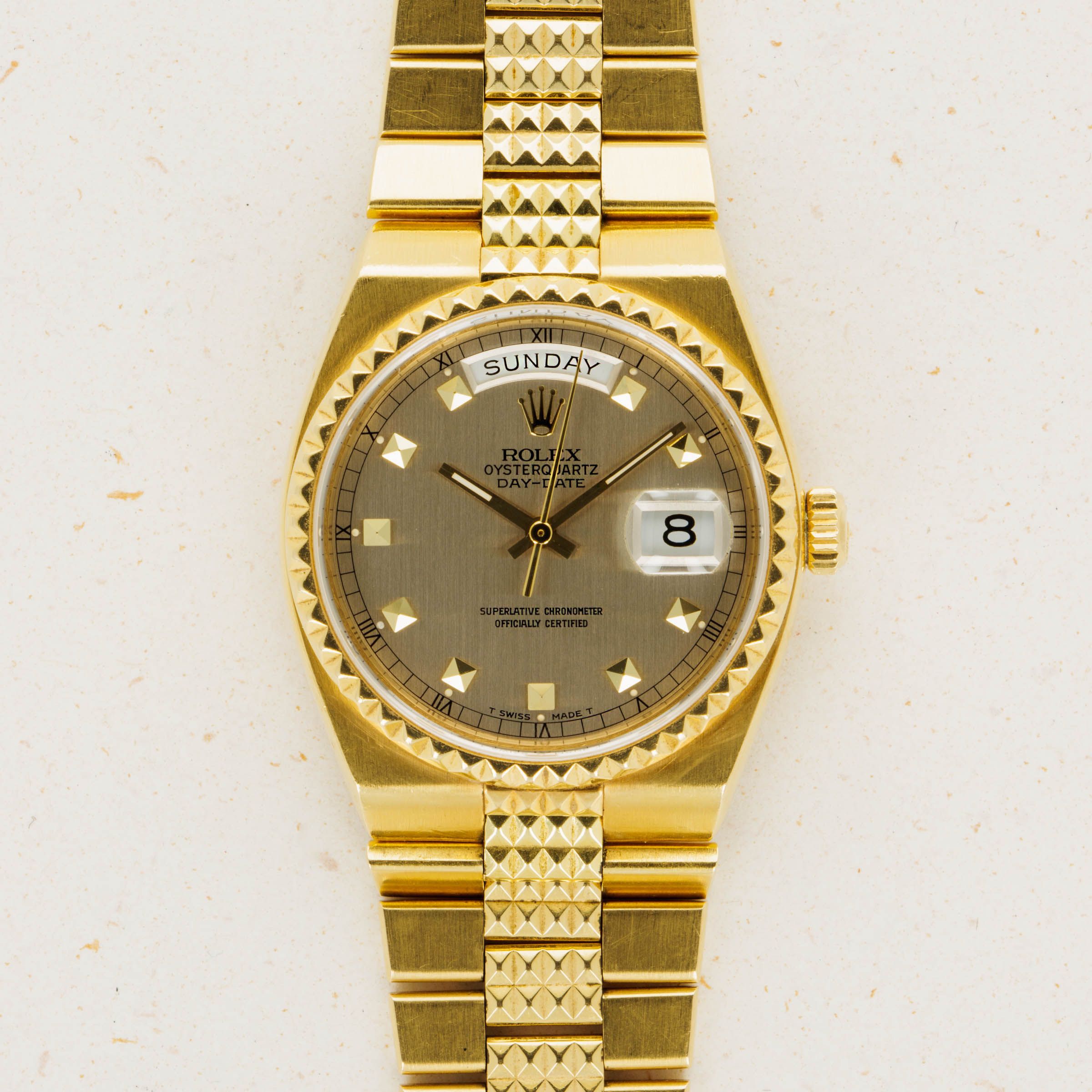 Rolex Oysterquartz Pyramid 19028 18k YG | Auctions | Loupe This