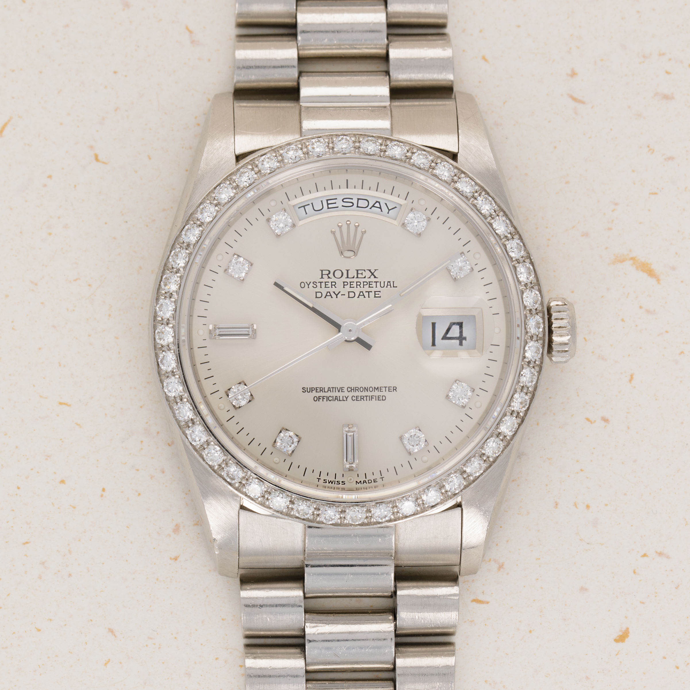 Rolex Day Date 18346 Diamond Dial and Bezel Platinum Auctions