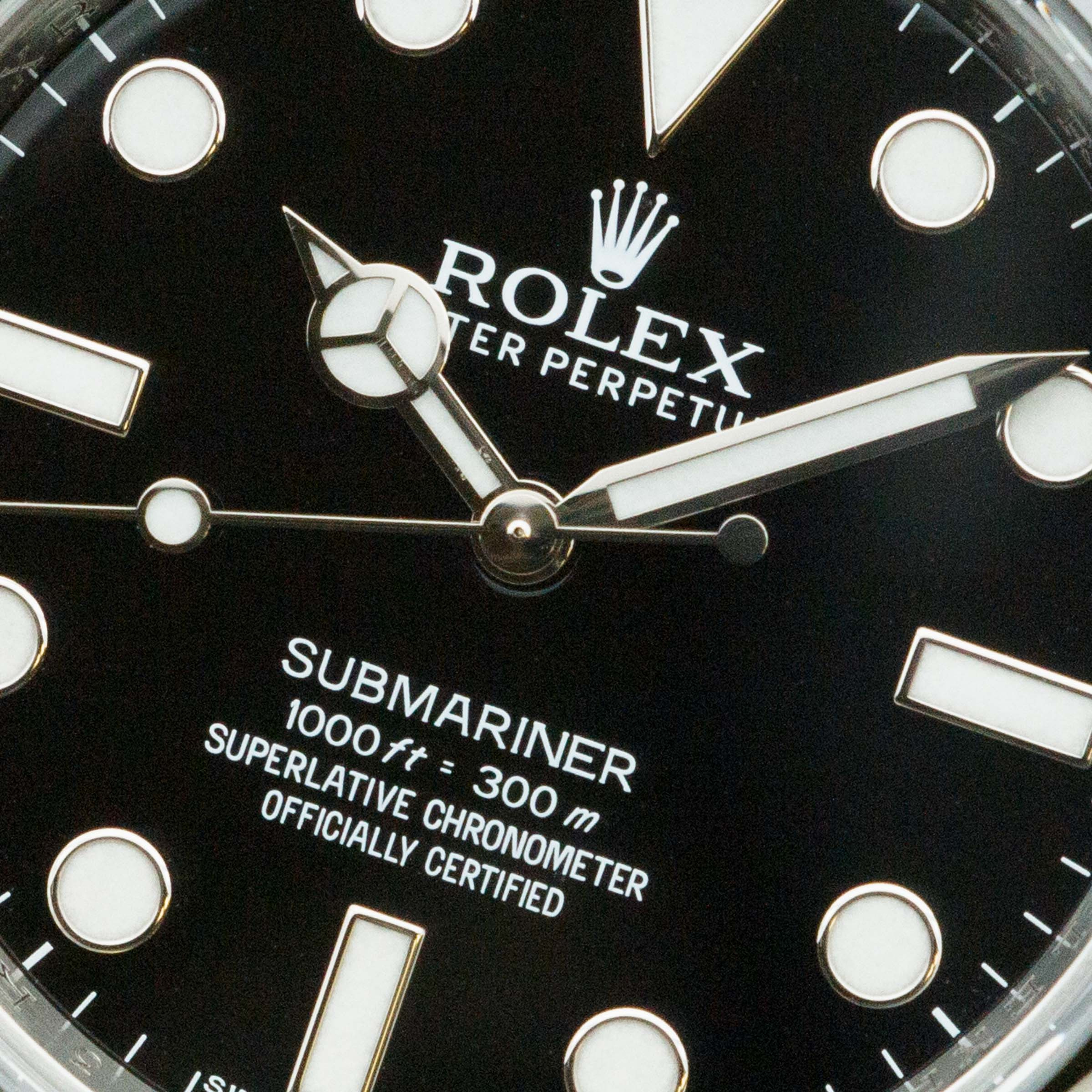 The Dial    With its symmetrical time-only display, the Submariner ref. 114060 stays true to the collection's heritage as a utility-oriented dive watch where legibility underwater was Rolex's only concern.