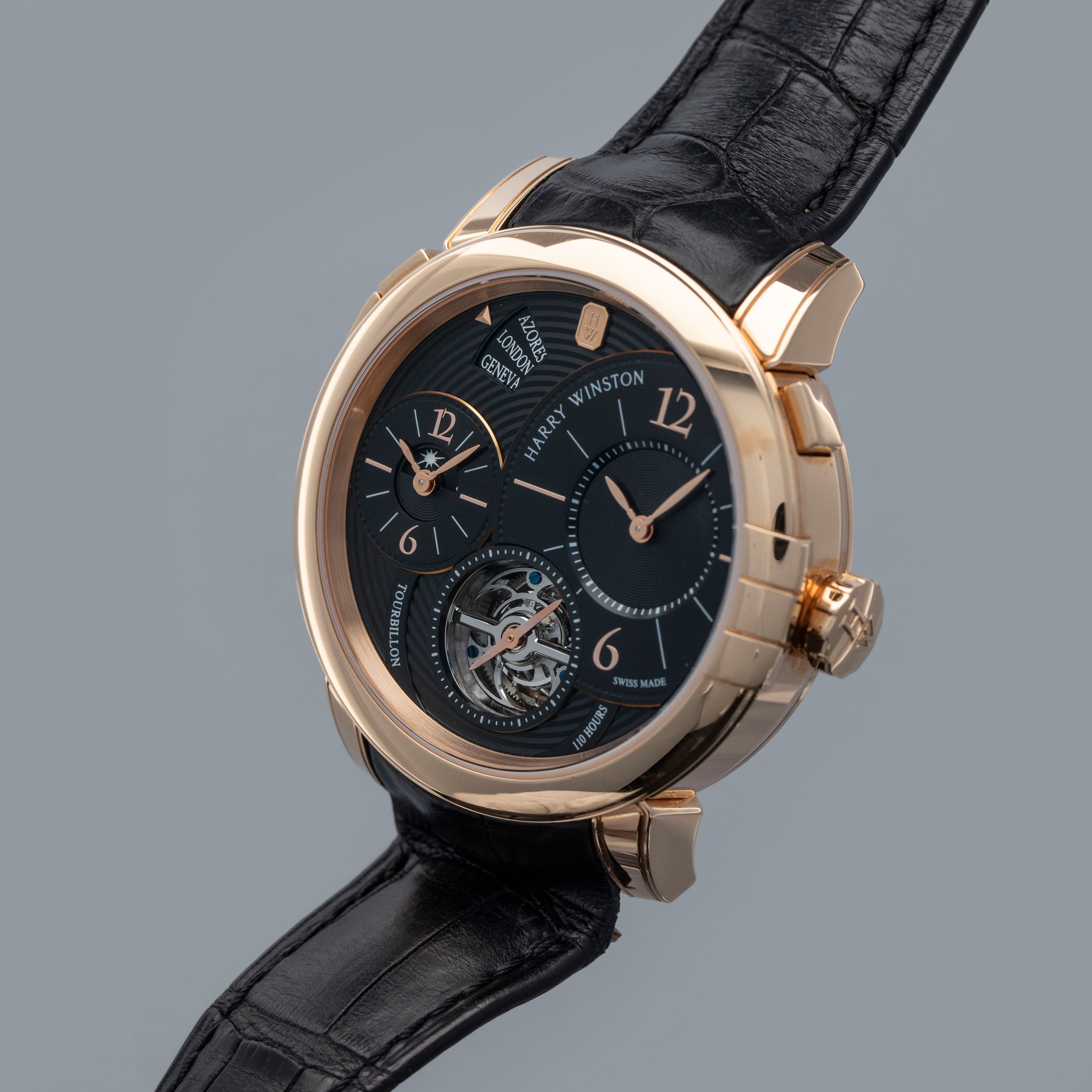 Harry Winston Midnight GMT Tourbillon 450/MATTZ45R Black Dial 18k