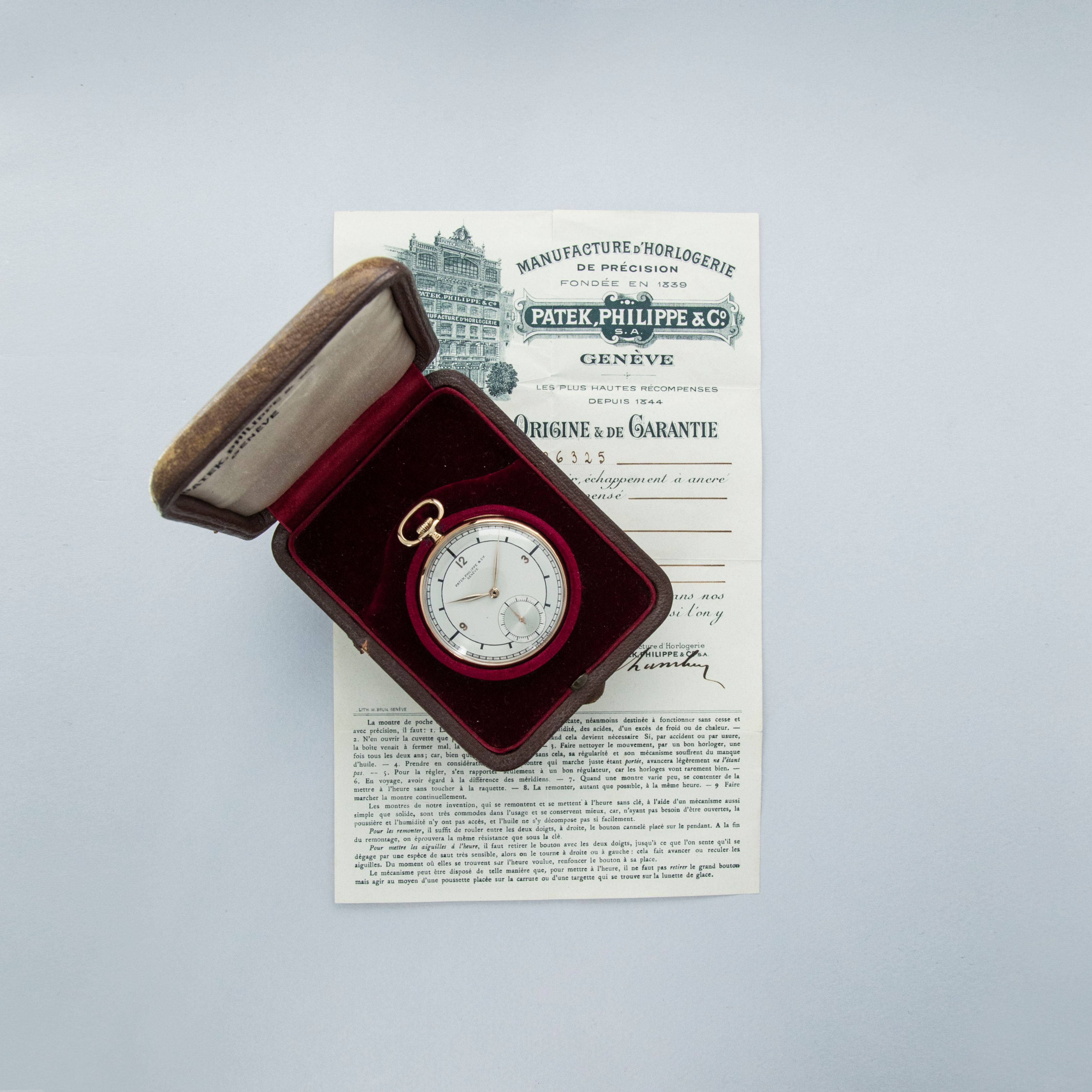 Patek Philippe Sector Dial Pocket Watch 18k YG with Original Box