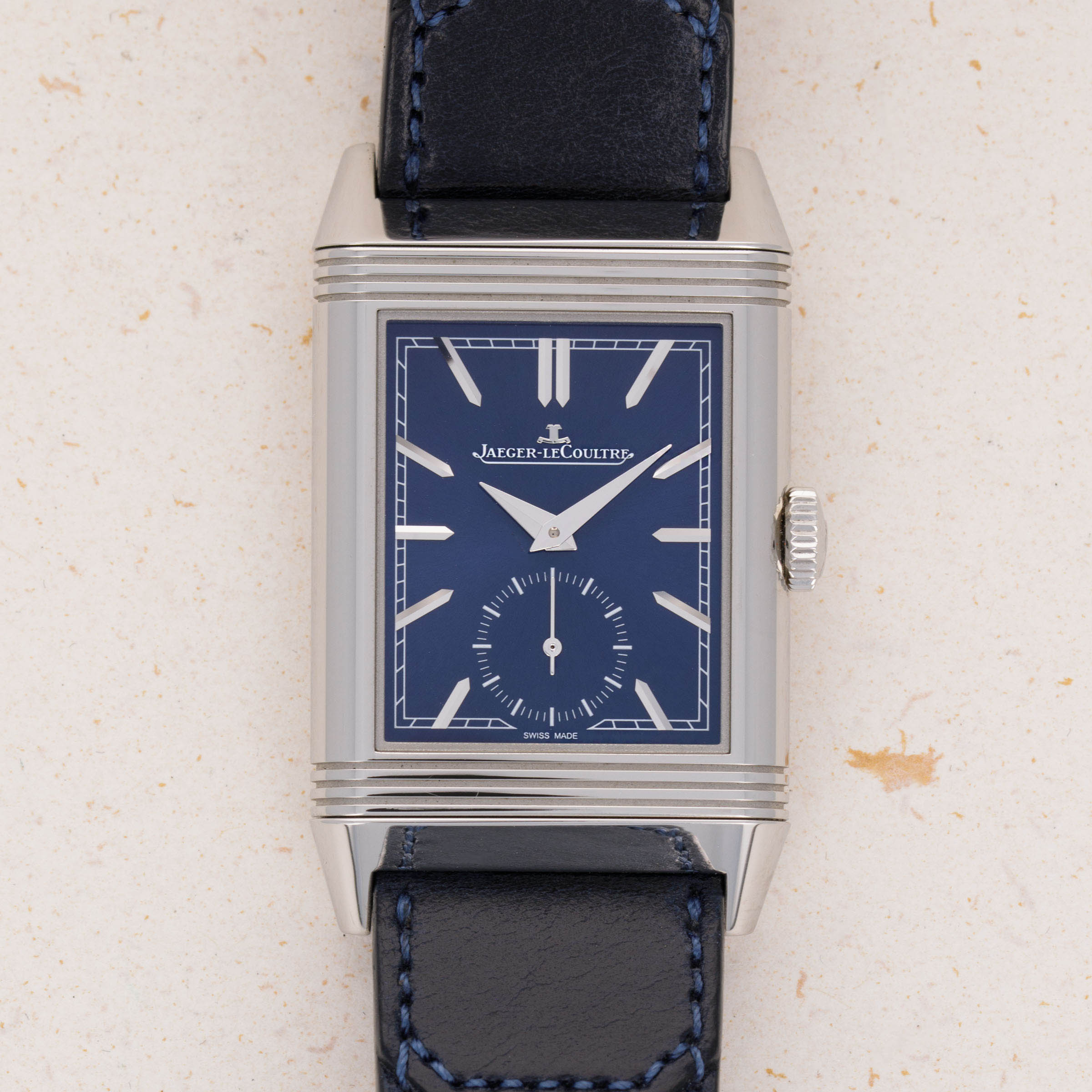 Jaeger LeCoultre Reverso Tribute Small Seconds 214.8.62 Blue Dial