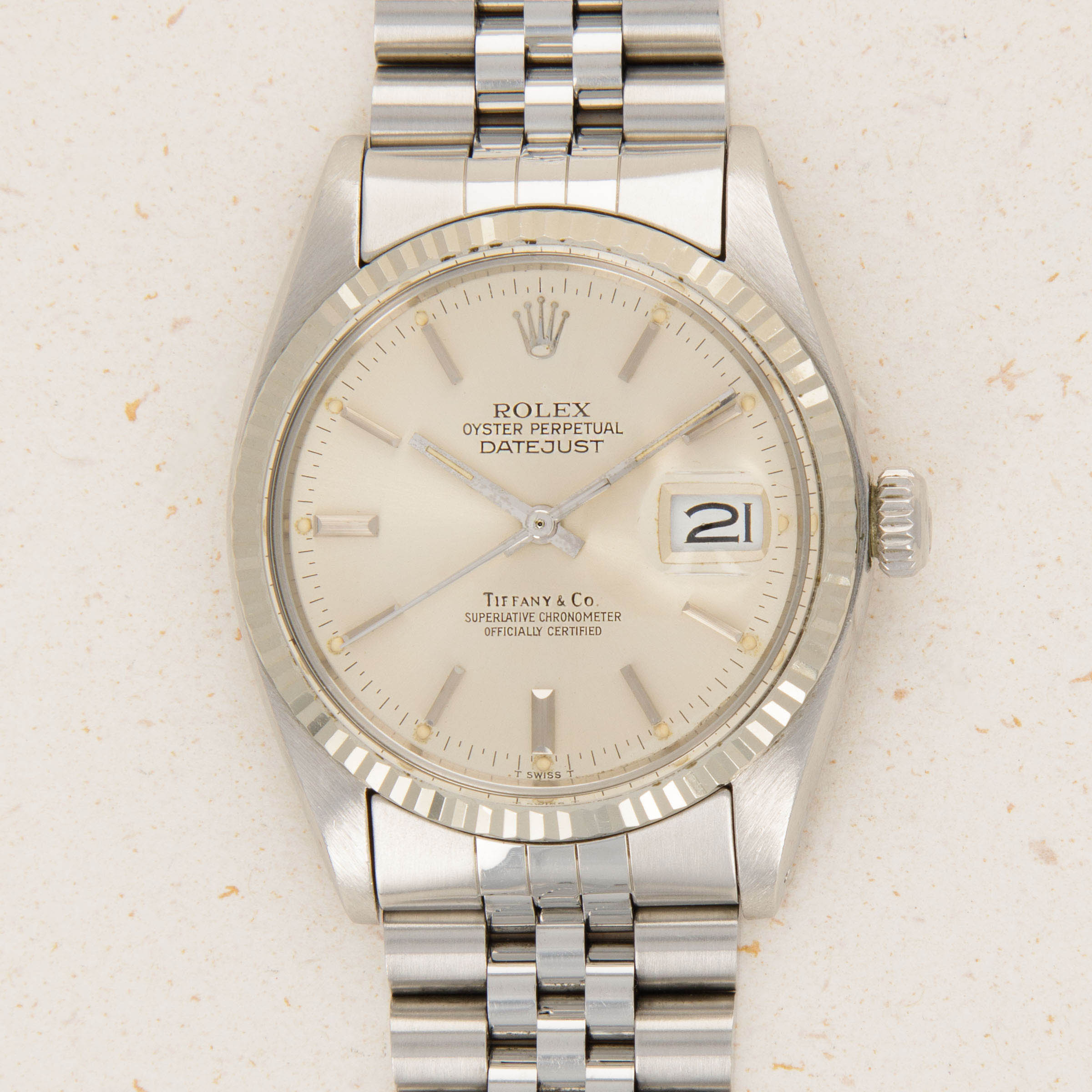 Rolex Datejust 16030 Silver Dial Retailed by Tiffany Co