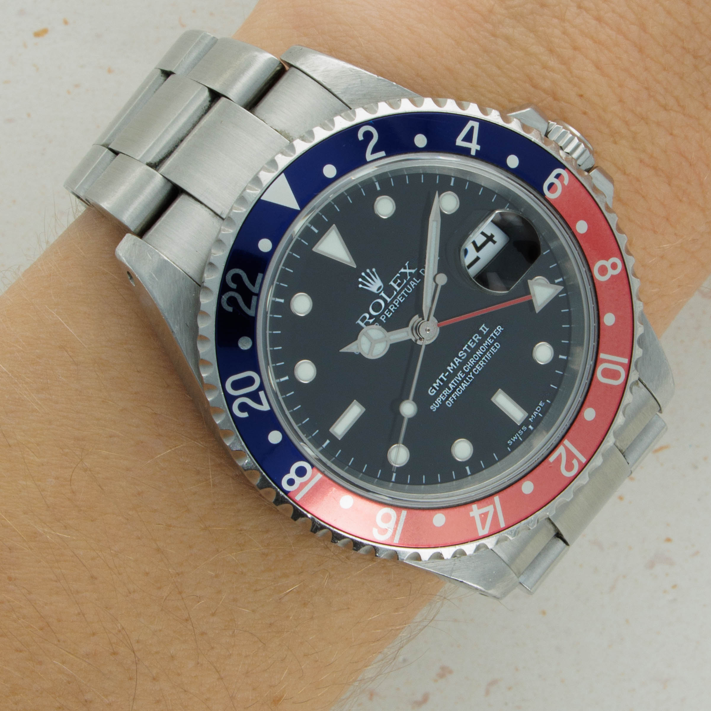 Rolex GMT Master II 16710 Pepsi Box and Papers Auctions Loupe This