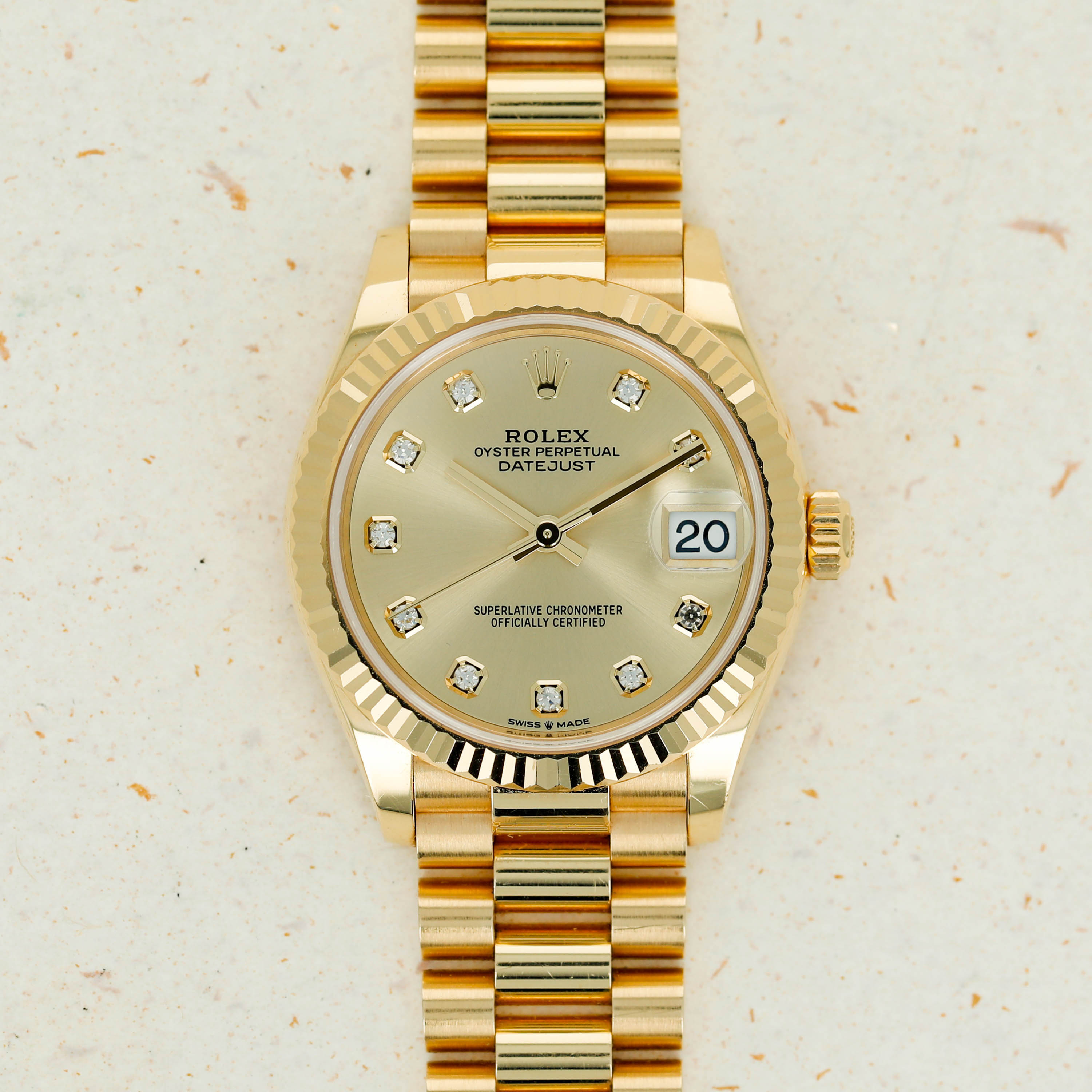 Rolex Datejust 278278 18k YG Champagne Diamond Dial | Auctions | Loupe This