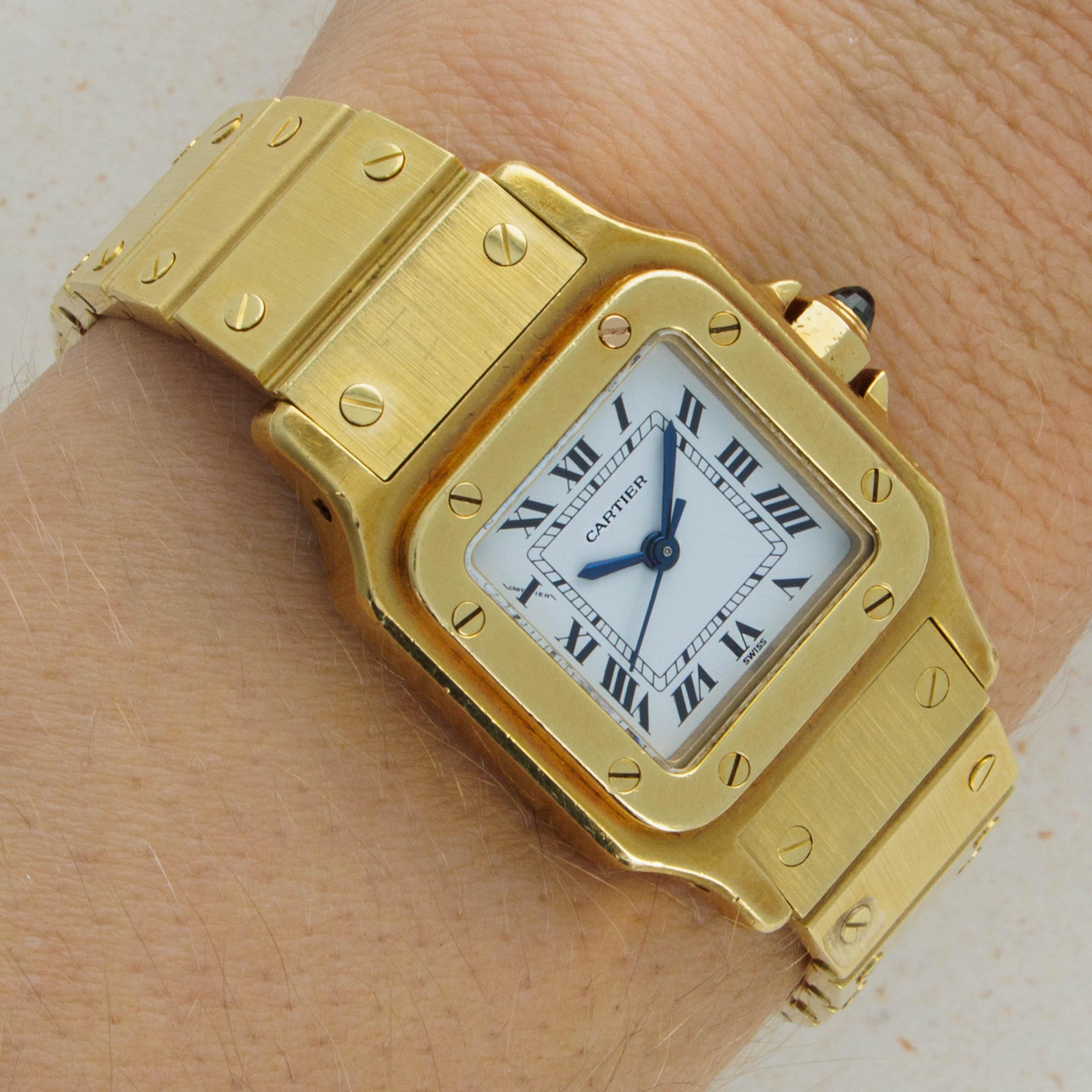 Cartier Santos Galbee Automatique YG Auctions Loupe This