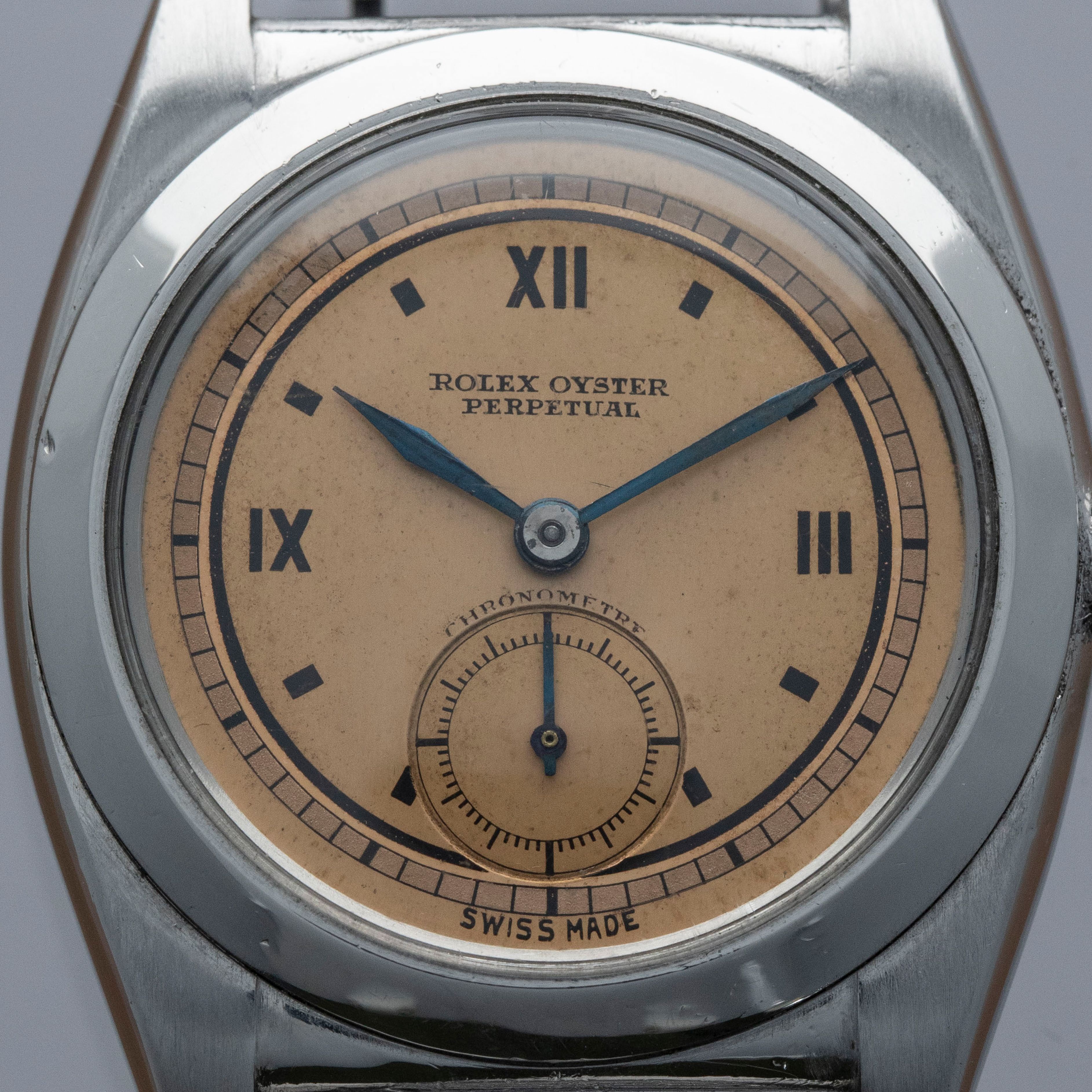 Rolex Bubbleback 2764 Salmon Roman Dial Bamboo Bracelet Stainless