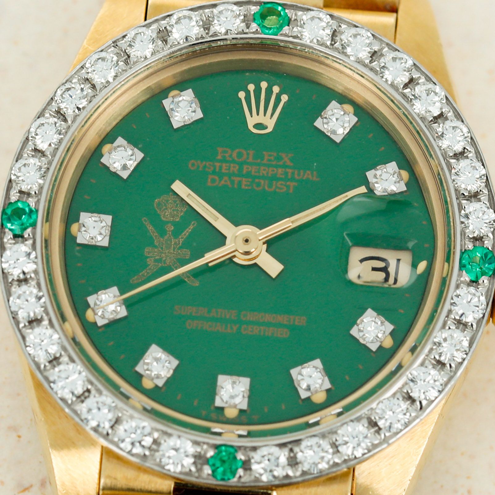 Rolex Datejust Presidential 6907 Diamond Green Stella Khanjar Dial