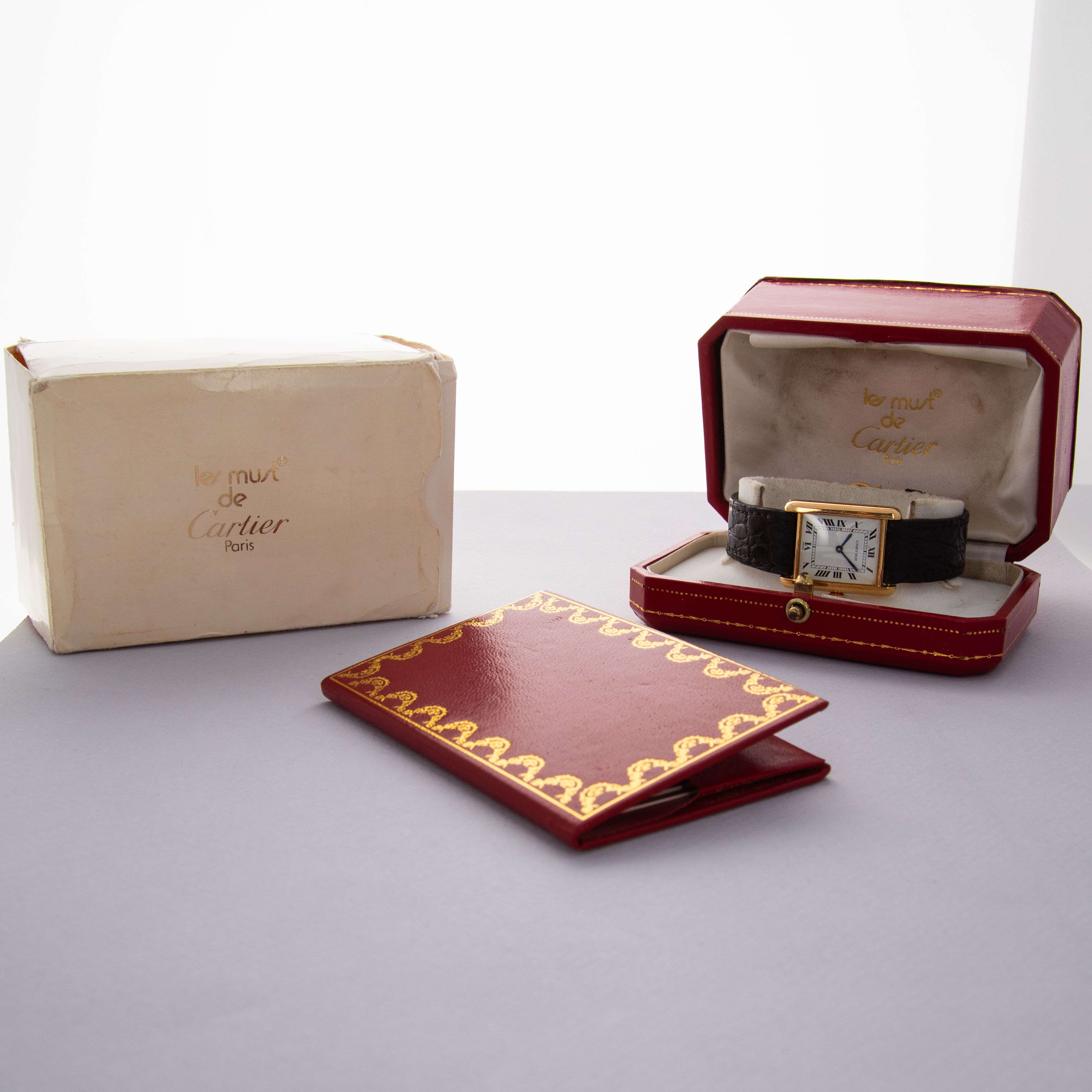 Cartier Tank Louis 78086 Paris Dial Box and Papers 18ky YG