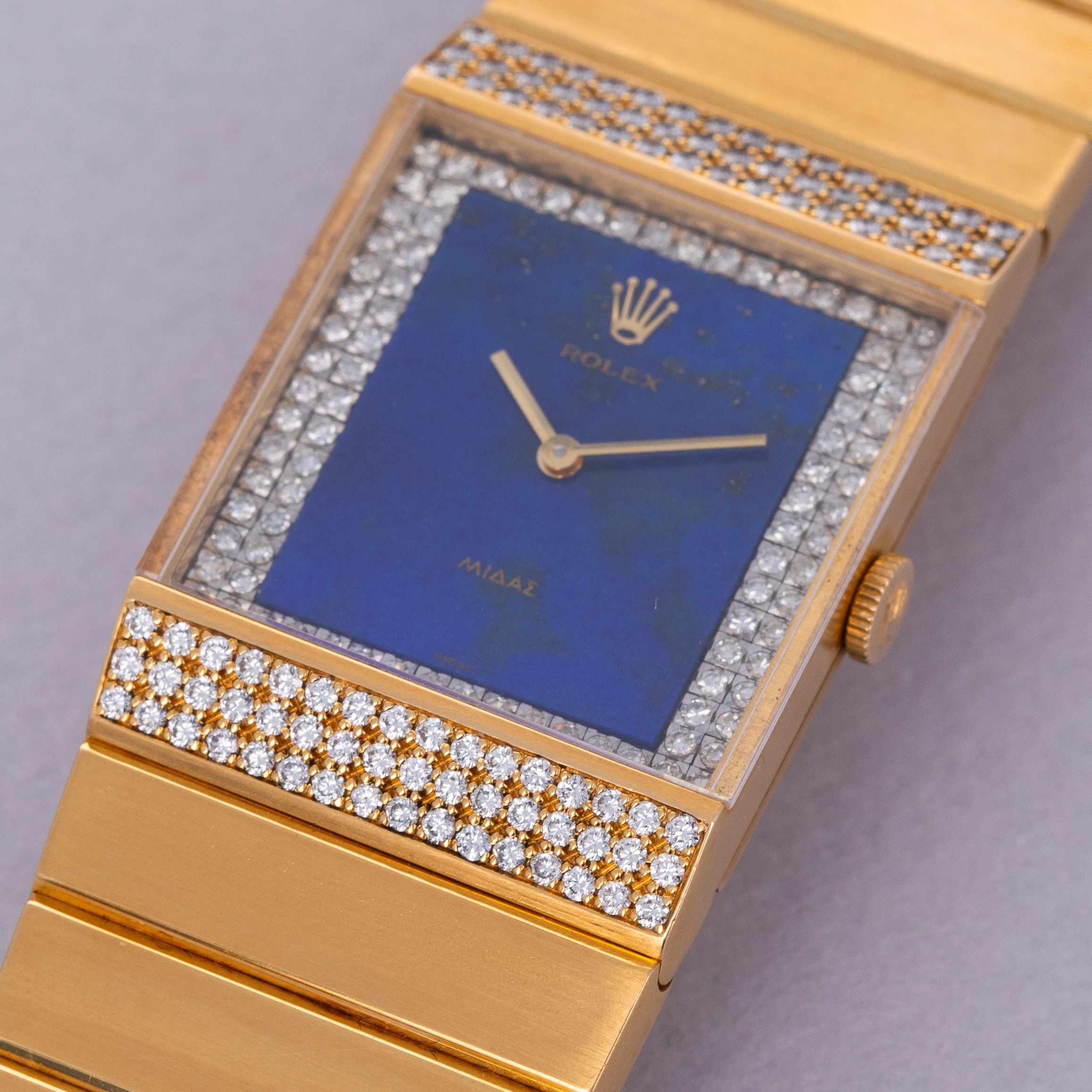 Rolex King Midas 4611 Diamond Lapis Lazuli Dial 18k YG | Auctions