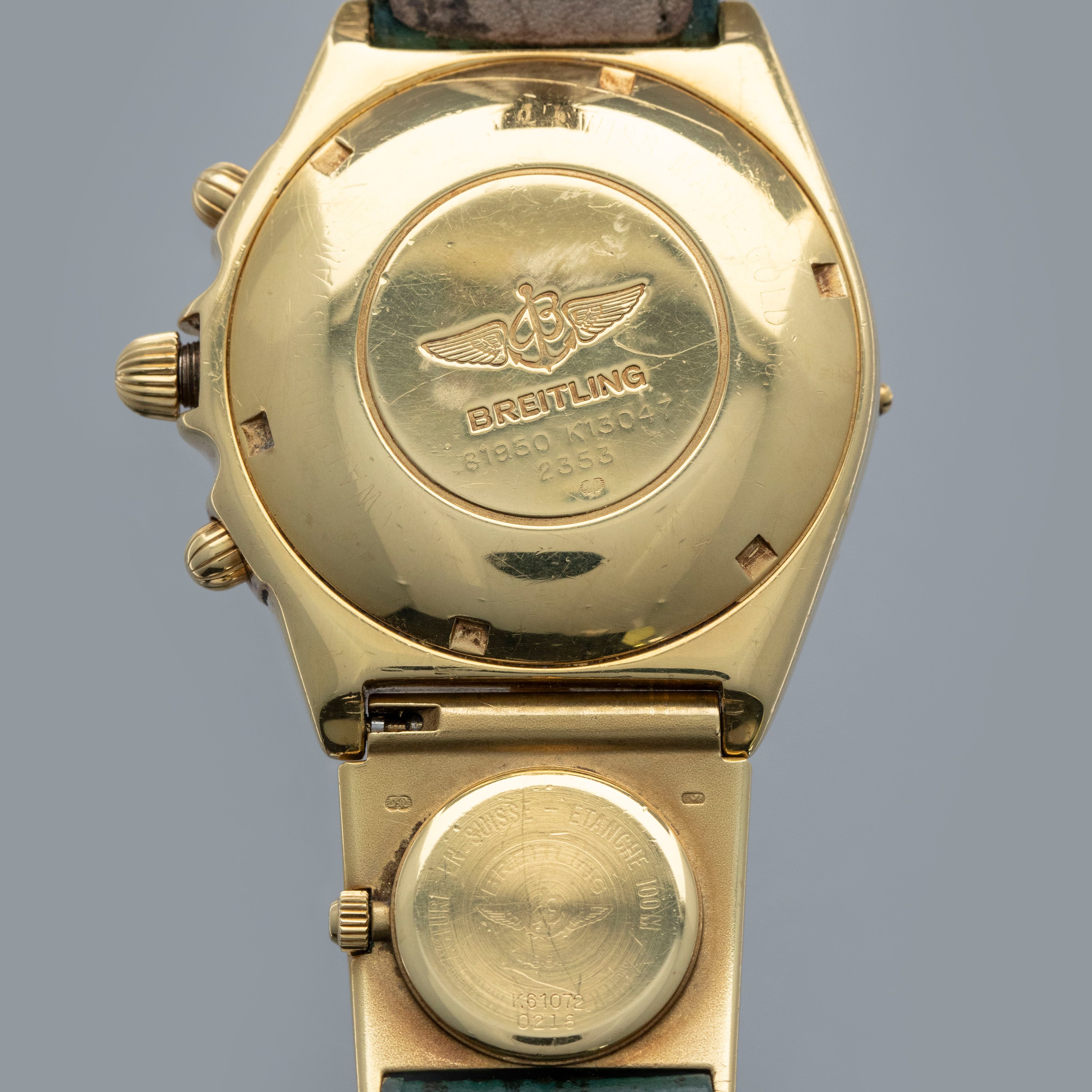 Breitling Chronomat UTC K13047 Green Dial 18k YG | Auctions