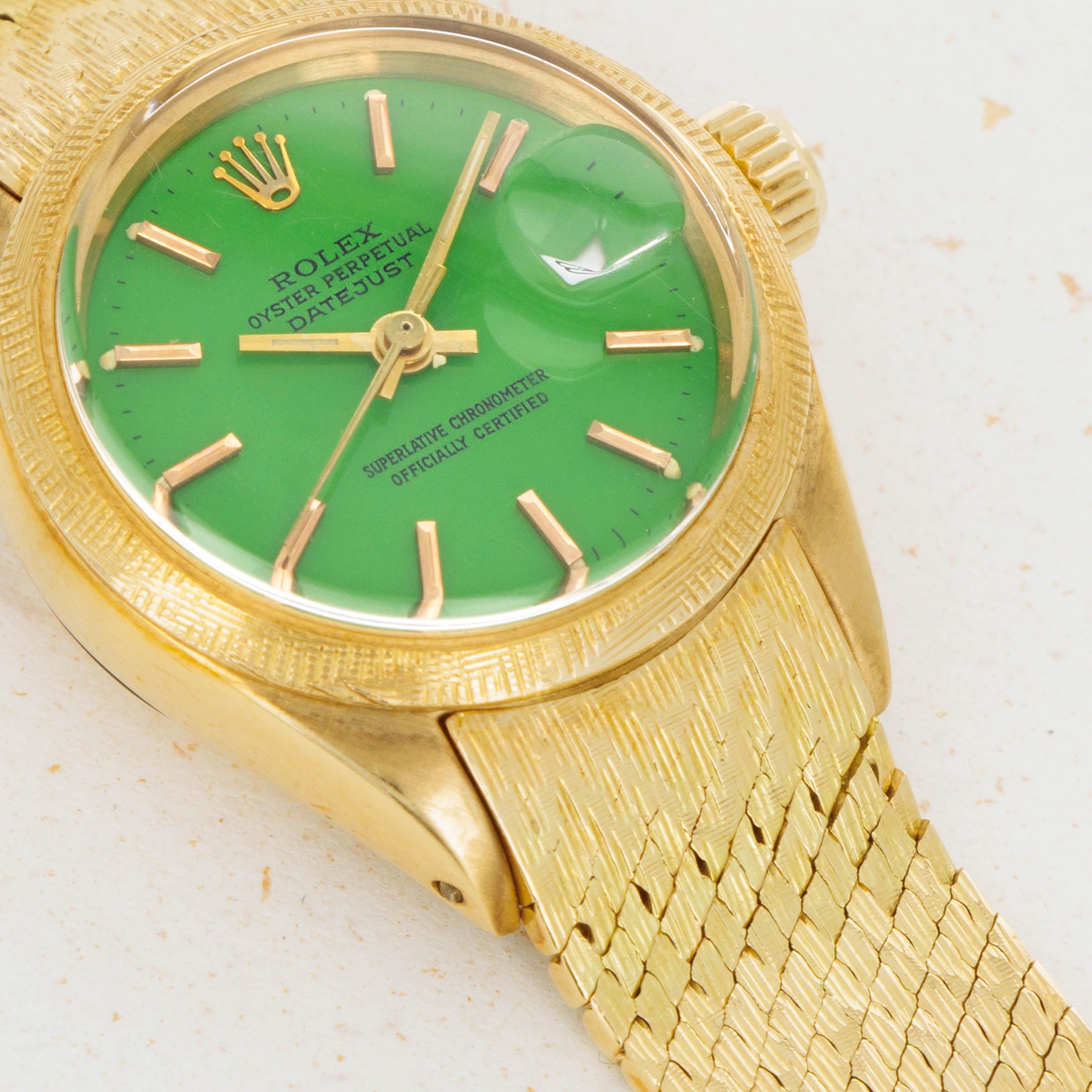 Lady datejust green cheap dial