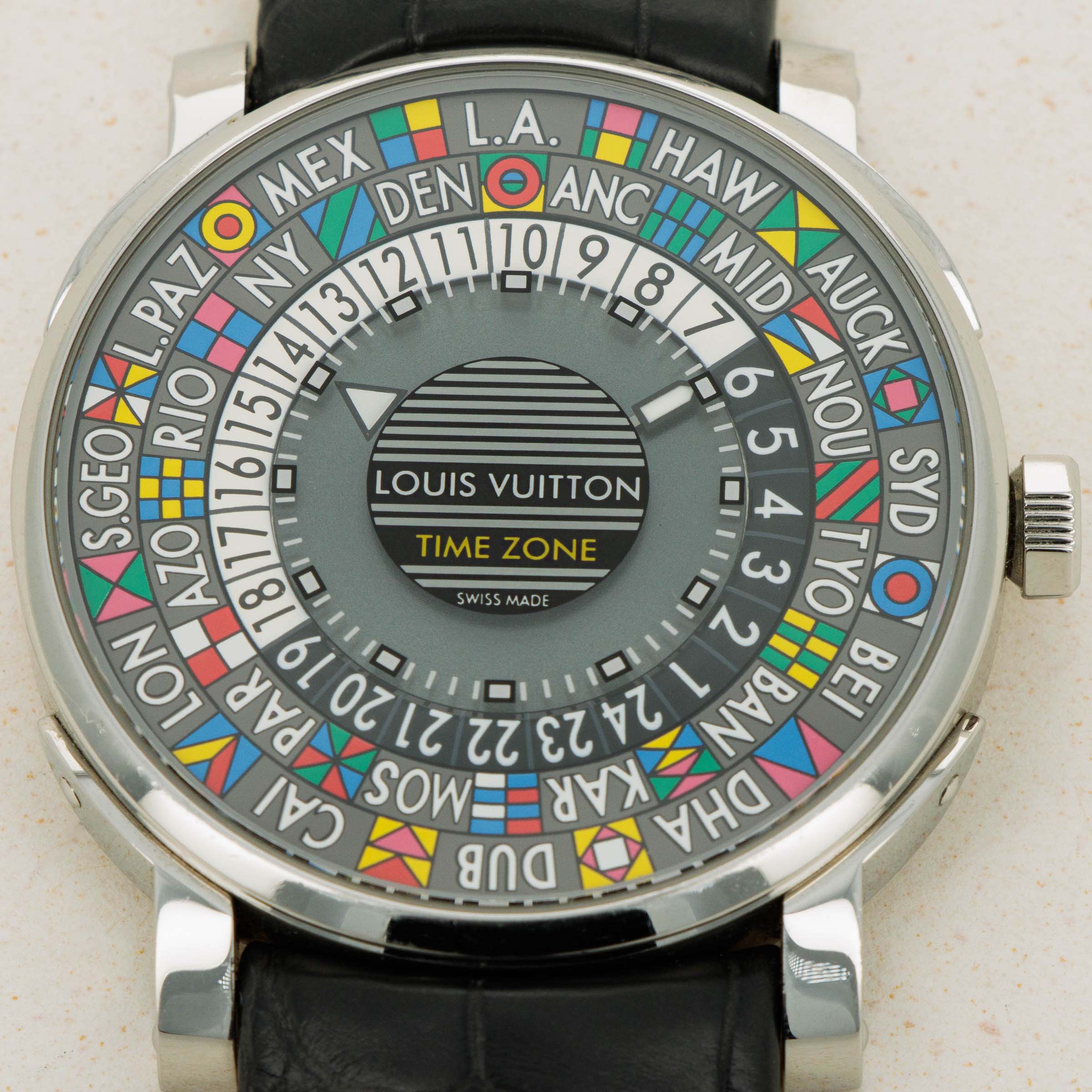 Louis Vuitton Escale Time Zone Steel Q5D20 | Auctions | Loupe This