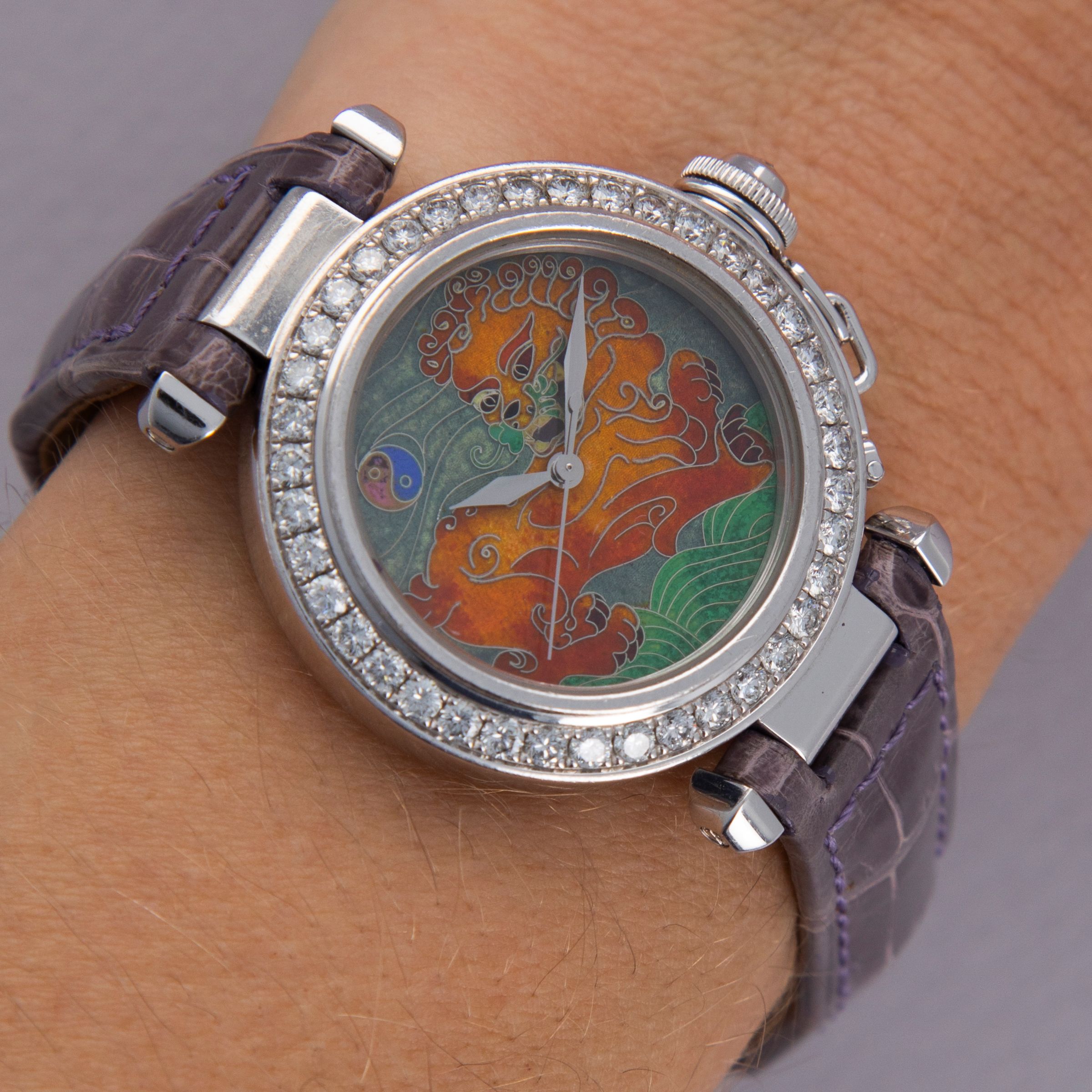 Cartier Pasha 2508 Cloisonne Imperial Guardian Lion Dial Diamond