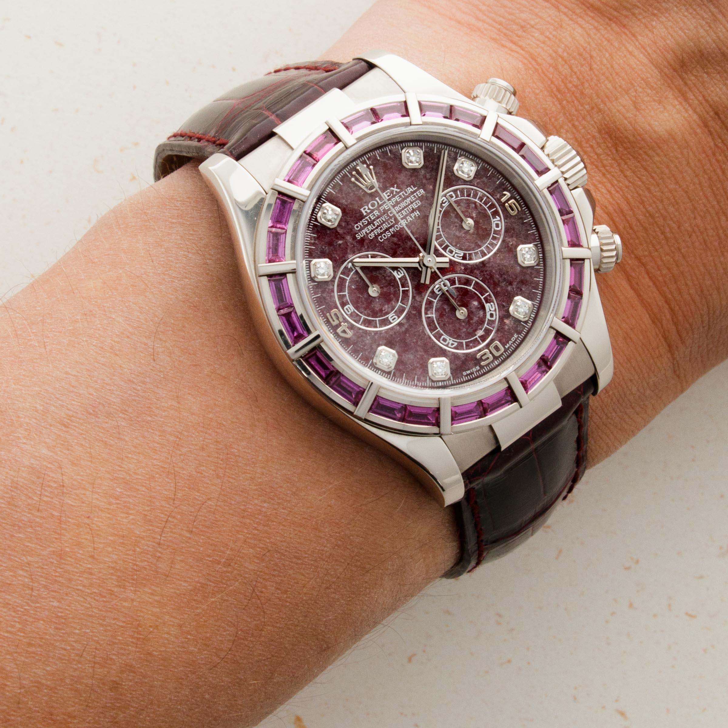 Rolex Cosmograph Daytona White Gold Ruby Bezel Rubellite Dial