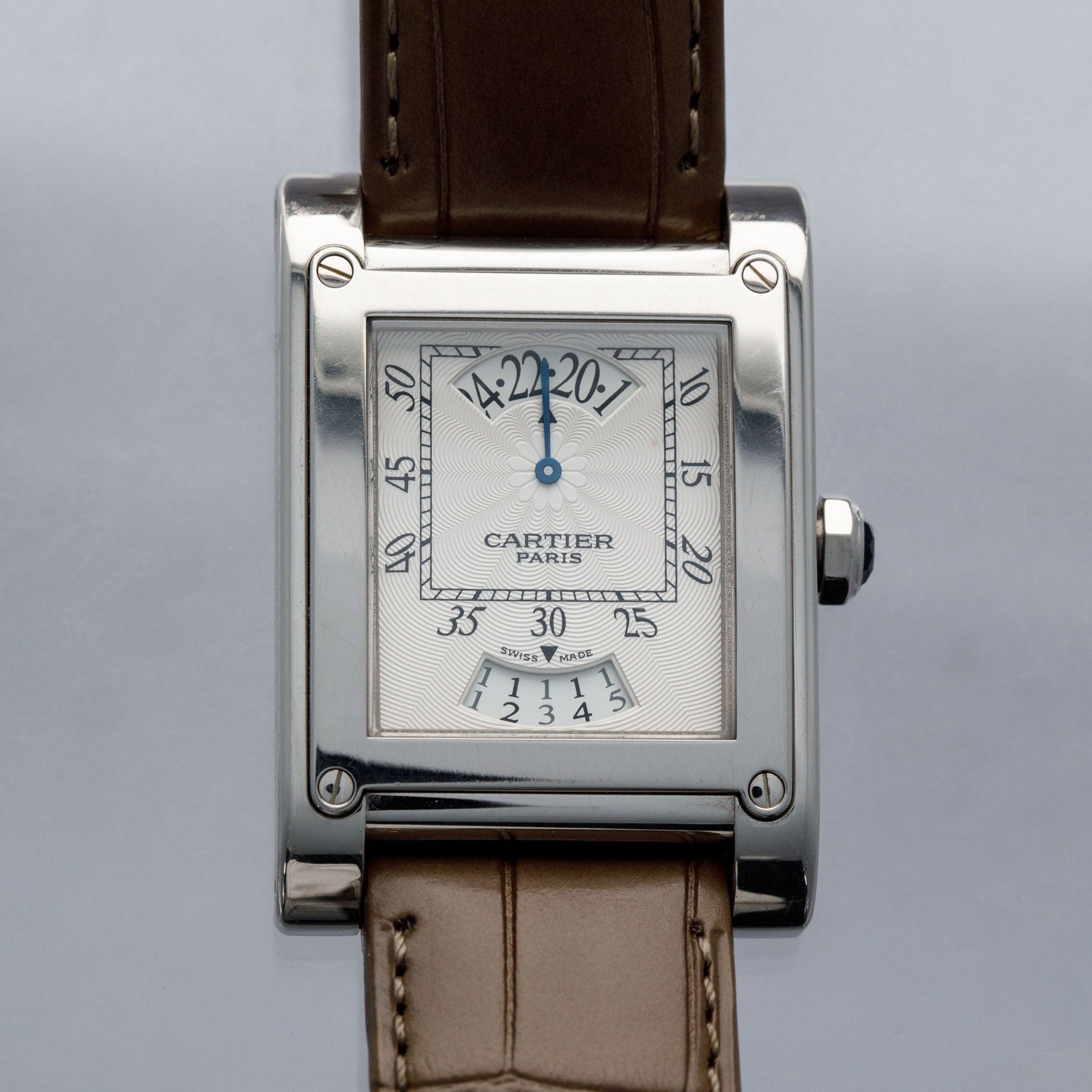 CARTIER CPCP TANK A VIS WANDERING HOURS 2554 18K WG | Auctions