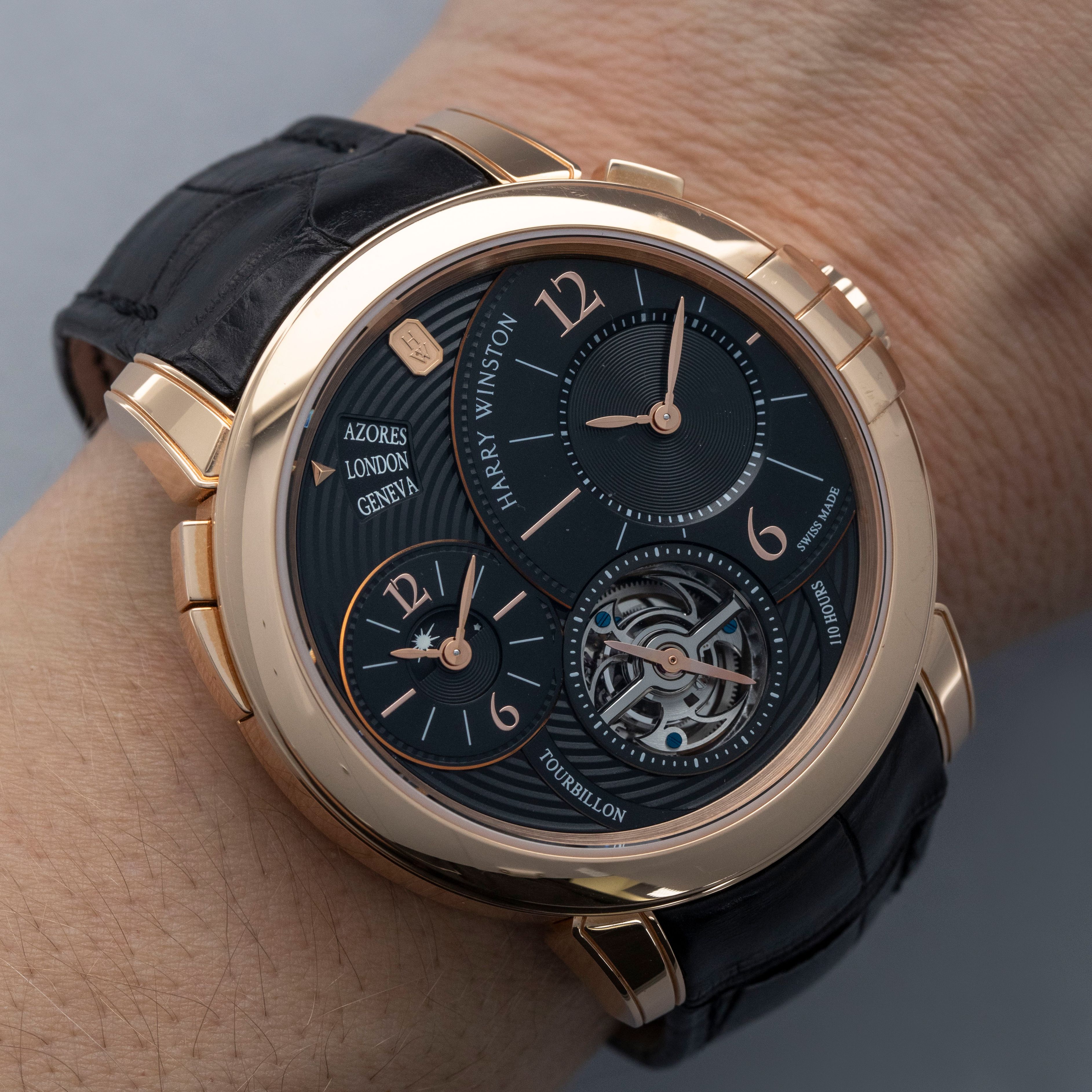 Harry Winston Midnight GMT Tourbillon 450/MATTZ45R Black Dial 18k