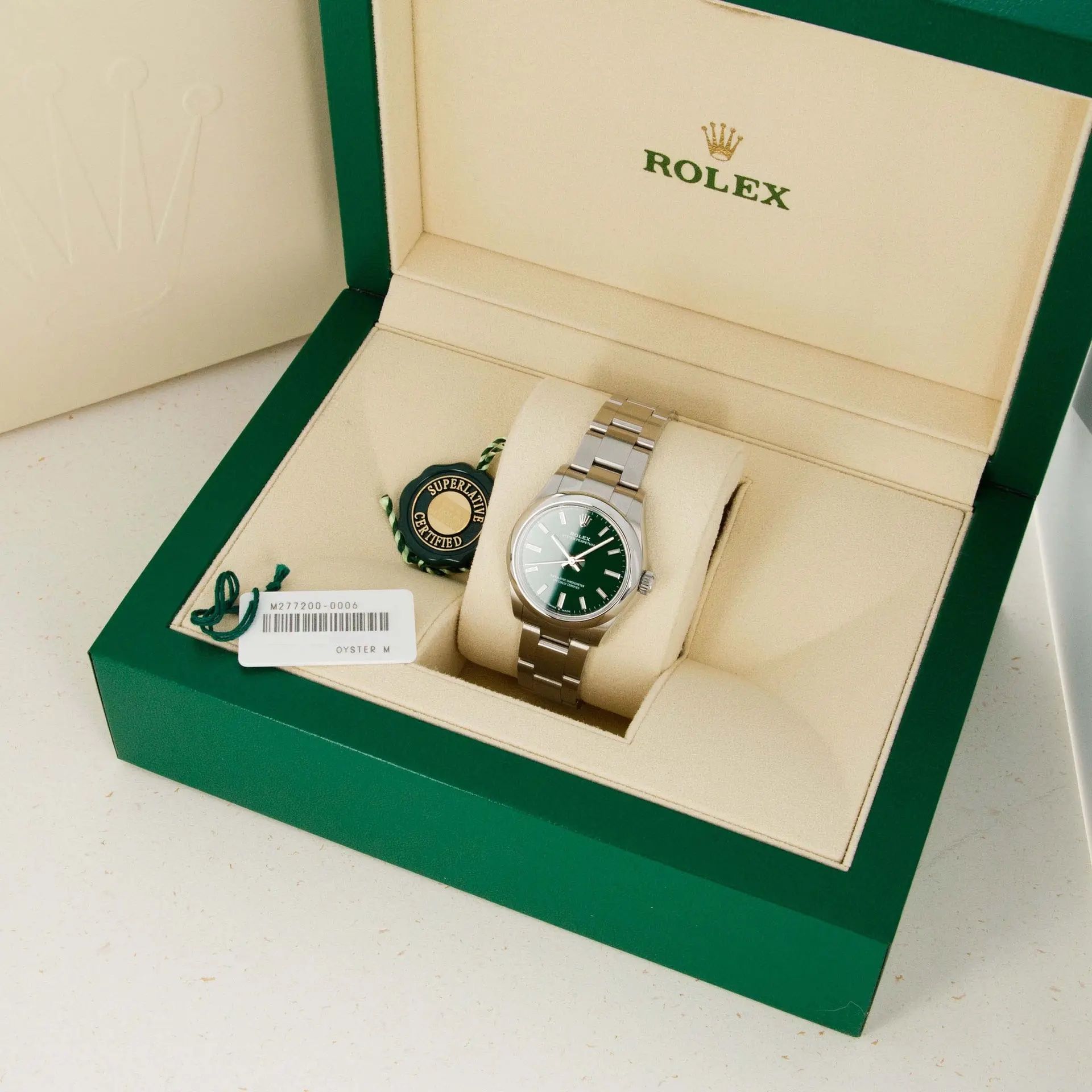 Rolex Green Oyster Perpetual 31 227200 | Auctions | Loupe This Rolex Green Oyster Perpetual 31 227200 | Auctions | Loupe This