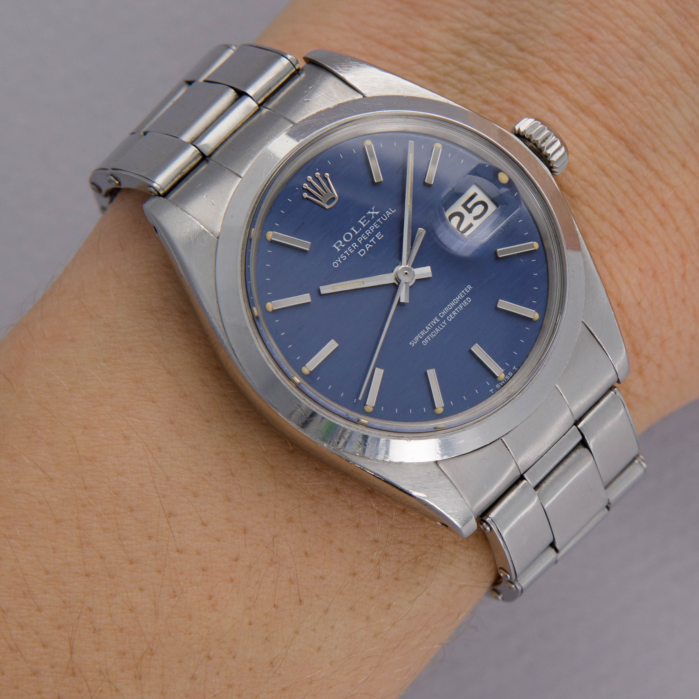 Rolex Oyster Perpetual Date 1500 Blue Mosaic Dial | Auctions