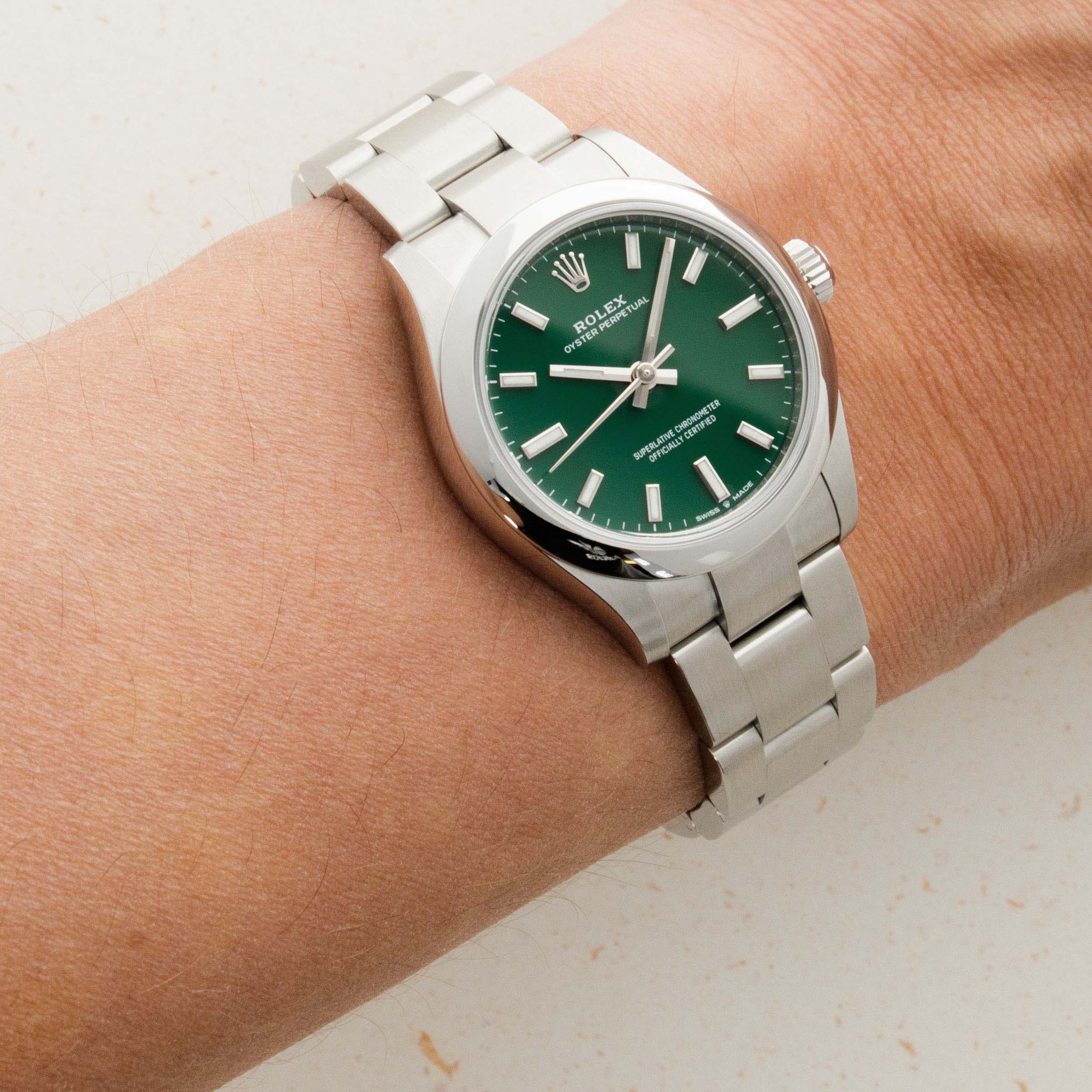 Rolex Green Oyster Perpetual 31 227200 | Auctions | Loupe This