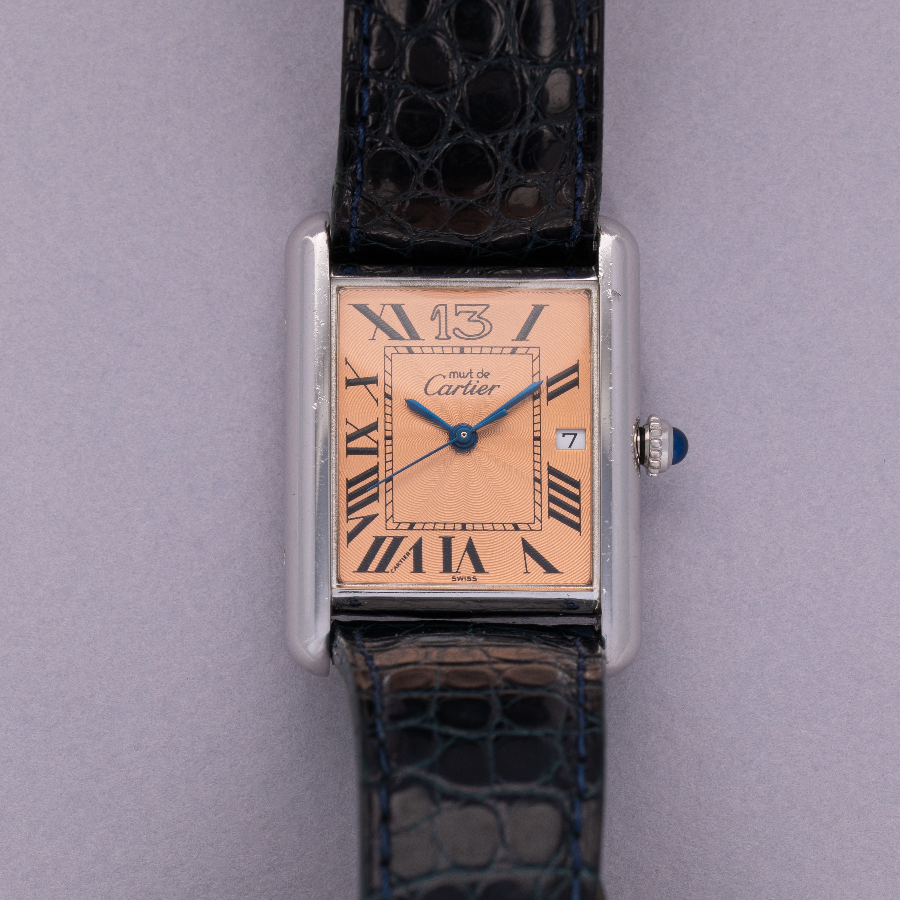 Cartier Must De Cartier Quartz Tank 13 Rue De La Paix Guilloche Salmon Dial Limited Edition