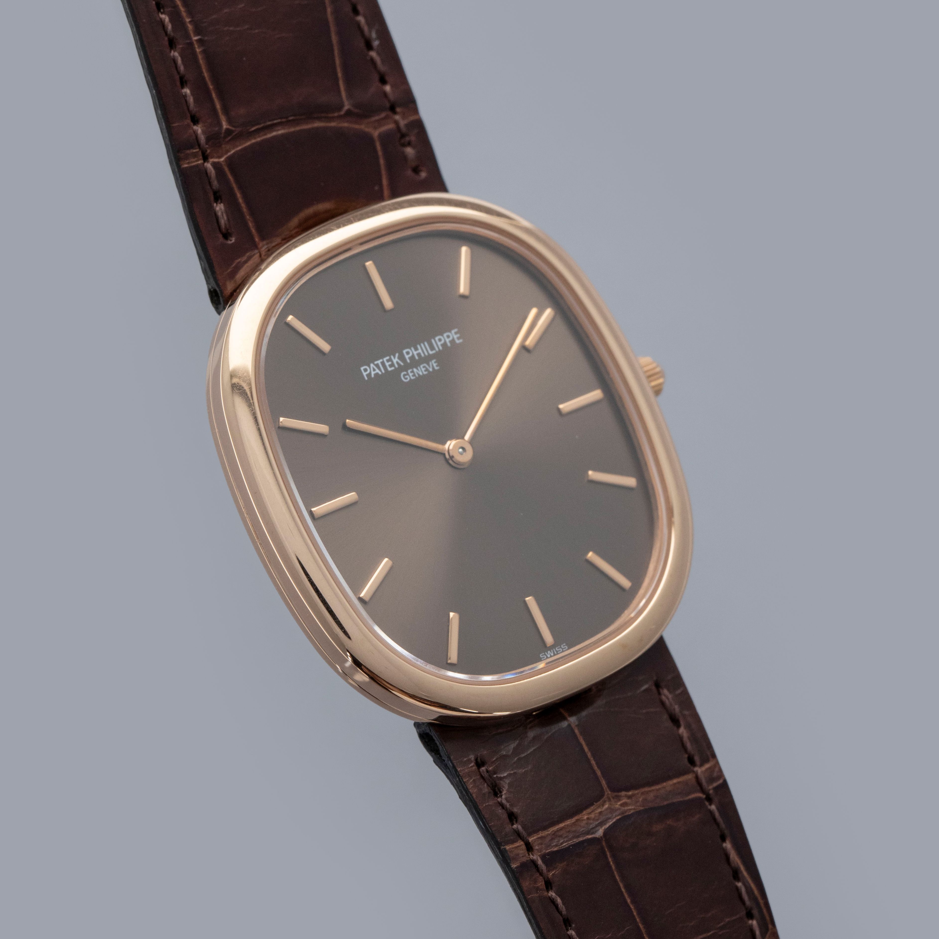 PATEK PHILIPPE GOLDEN ELLIPSE 3738/100R BROWN DIAL 18K RG with
