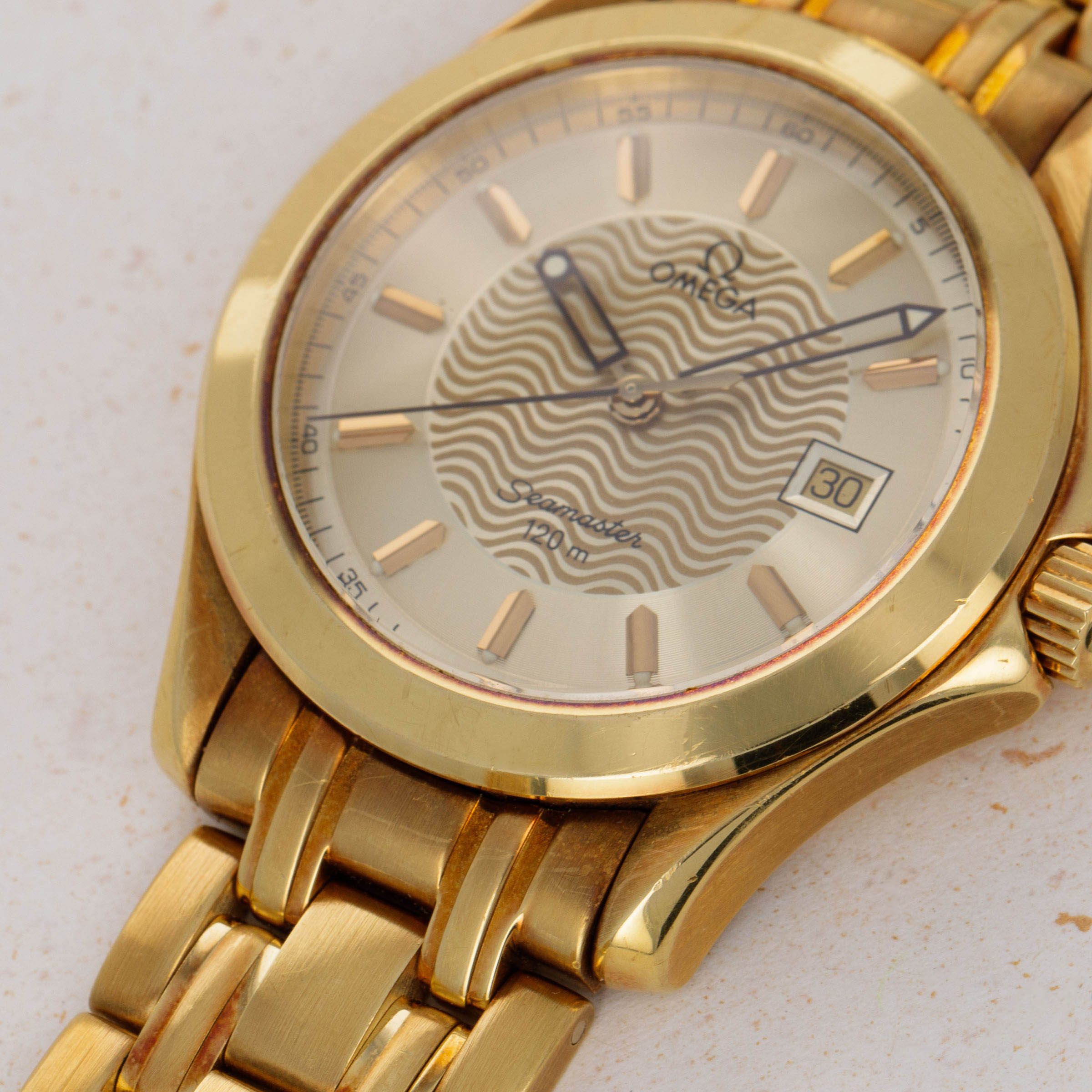 OMEGA Seamaster Quartz ゴールド Rare Omega Seamaster 20 Microns Diamond Dial Ca.1425 Quartz