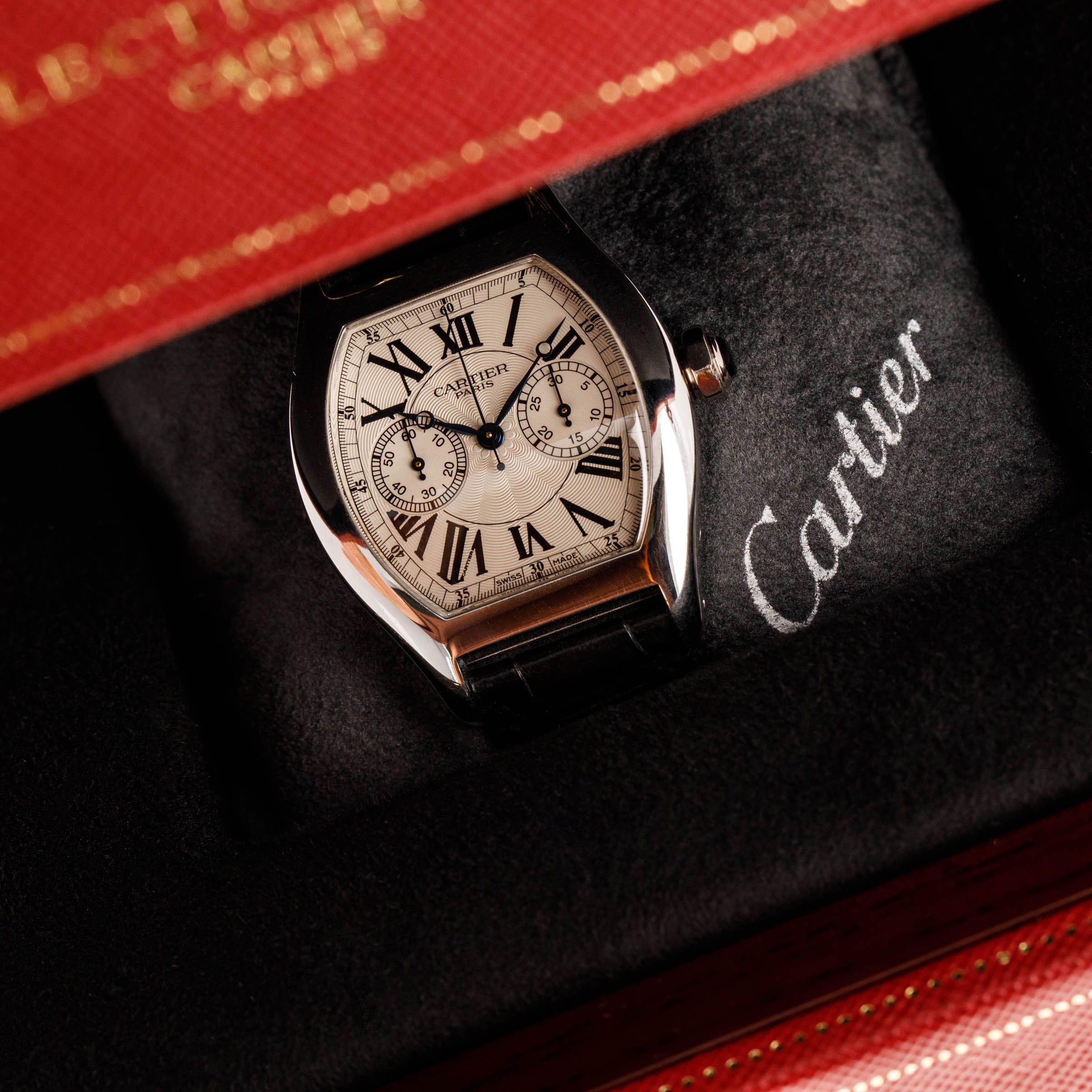 CARTIER CPCP TORTUE XL MONOPOUSSOIR CHRONOGRAPH 2714 18k WG